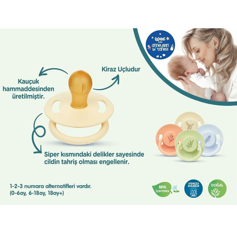 Wee Baby Pure Kauçuk Uçlı Emzik No:2 (6-18Ay)