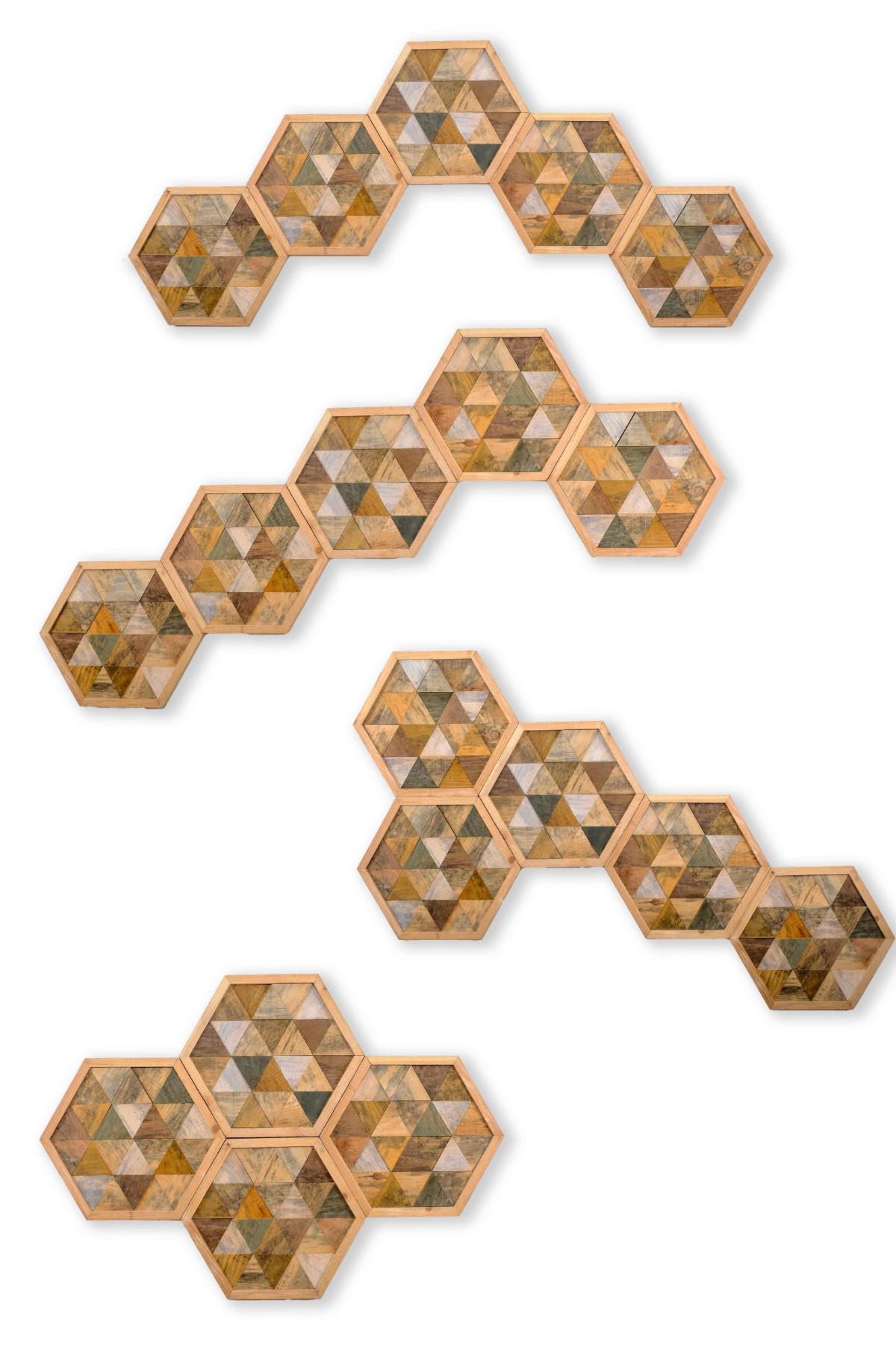 ·heXagon· Rustik El yapımı Ahşap Duvar Tablosu