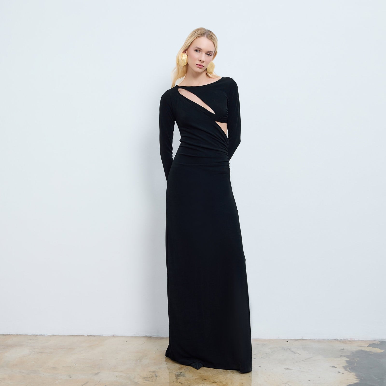 Alva Cut-out Detailed & Ruched Maxi Dress