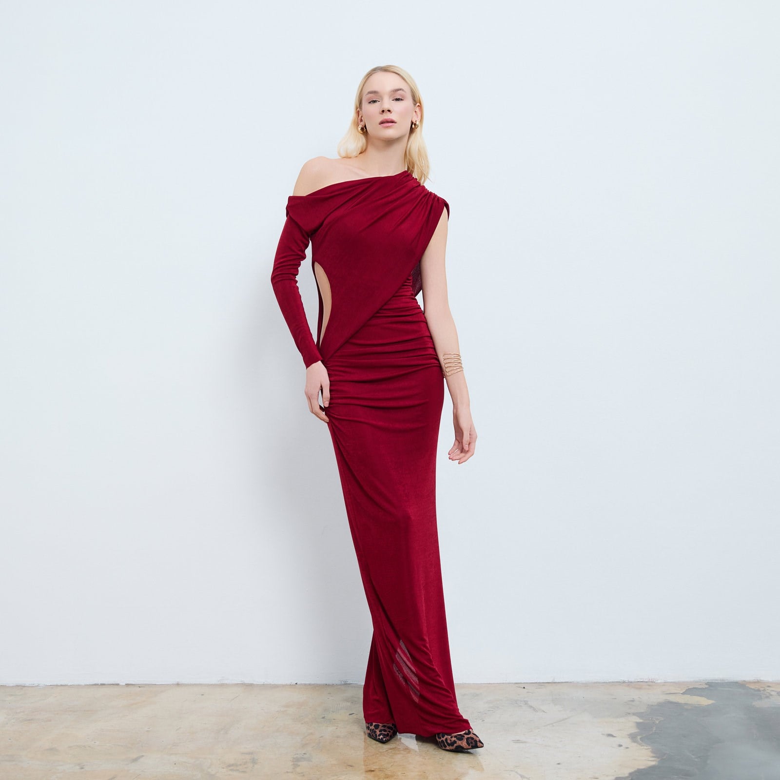 Arven Cut Out Detailed & Ruched Maxi Dress