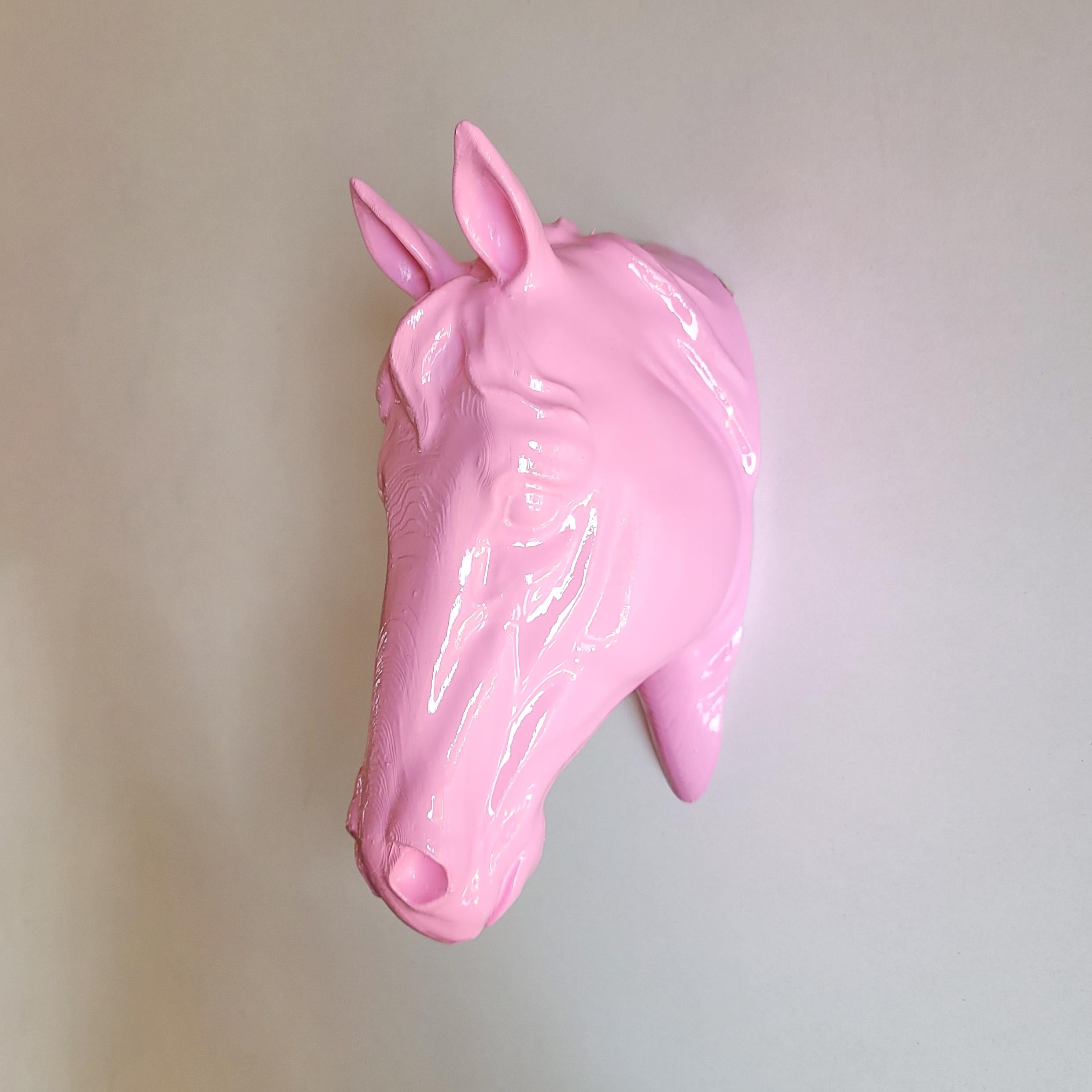 At Kafası Duvar Figürü | Pastel Pembe
