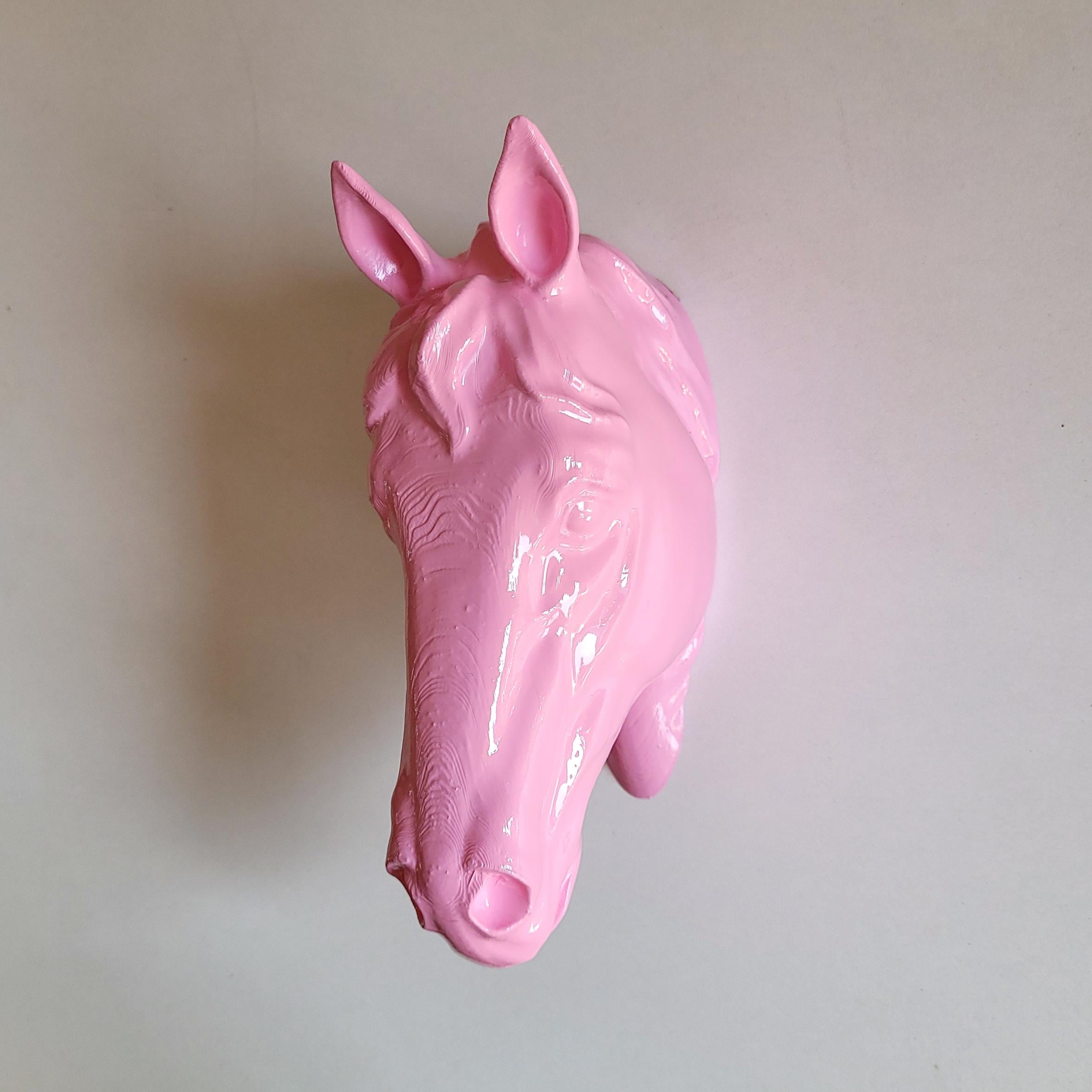 At Kafası Duvar Figürü | Pastel Pembe