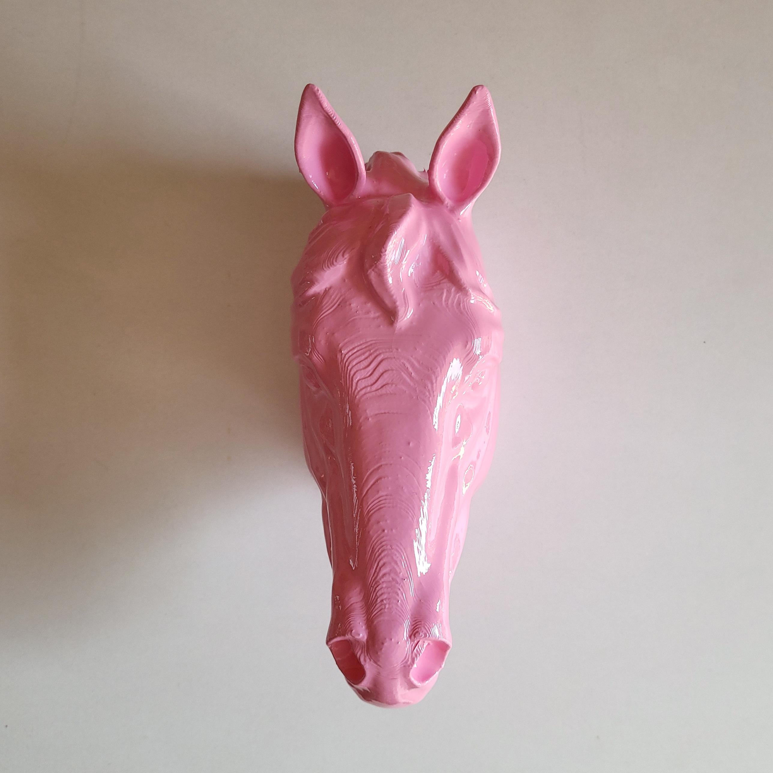 At Kafası Duvar Figürü | Pastel Pembe