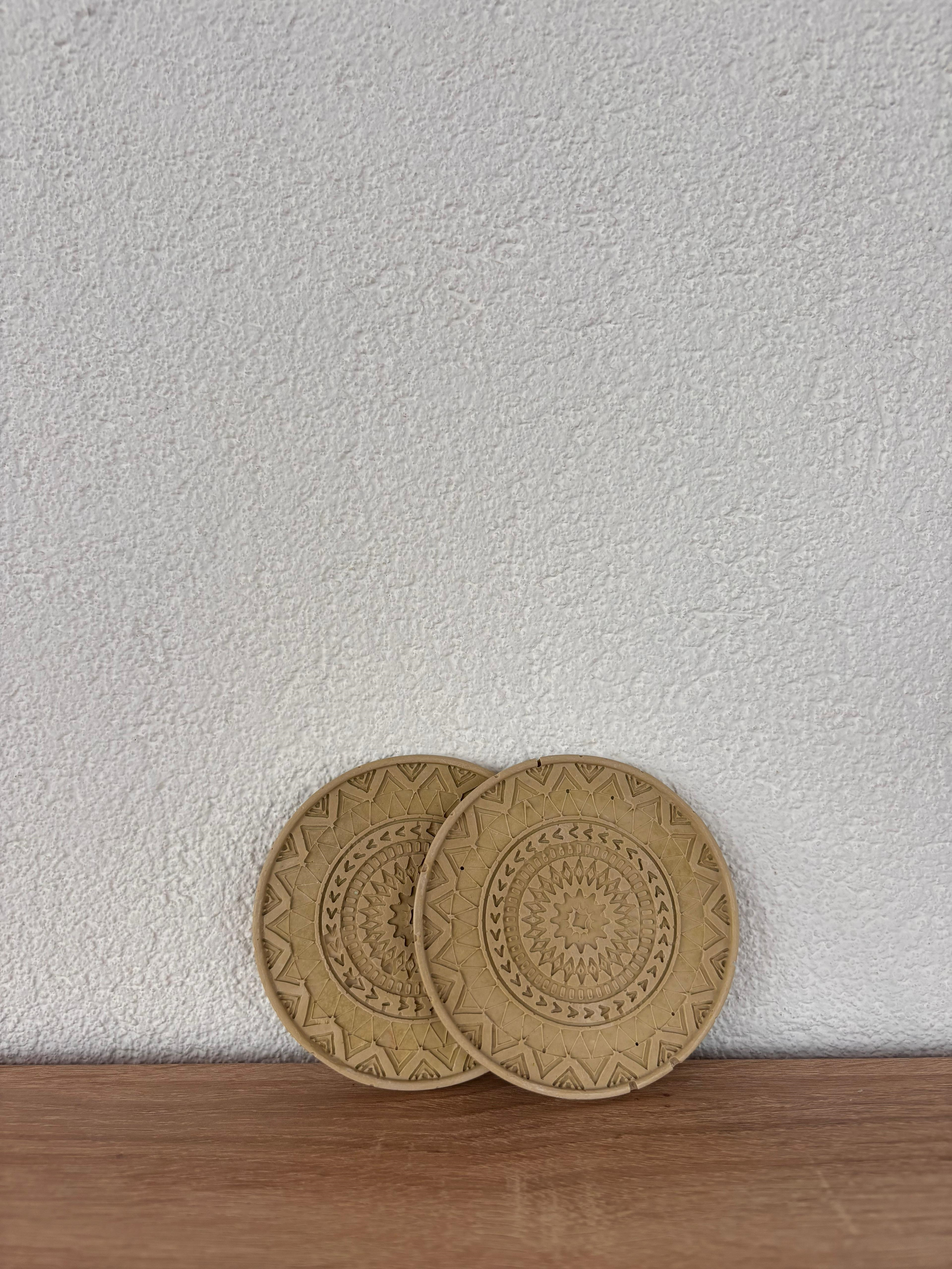 Atölye Mona Jesmonite 2'li Bardak Altlığı Hardal