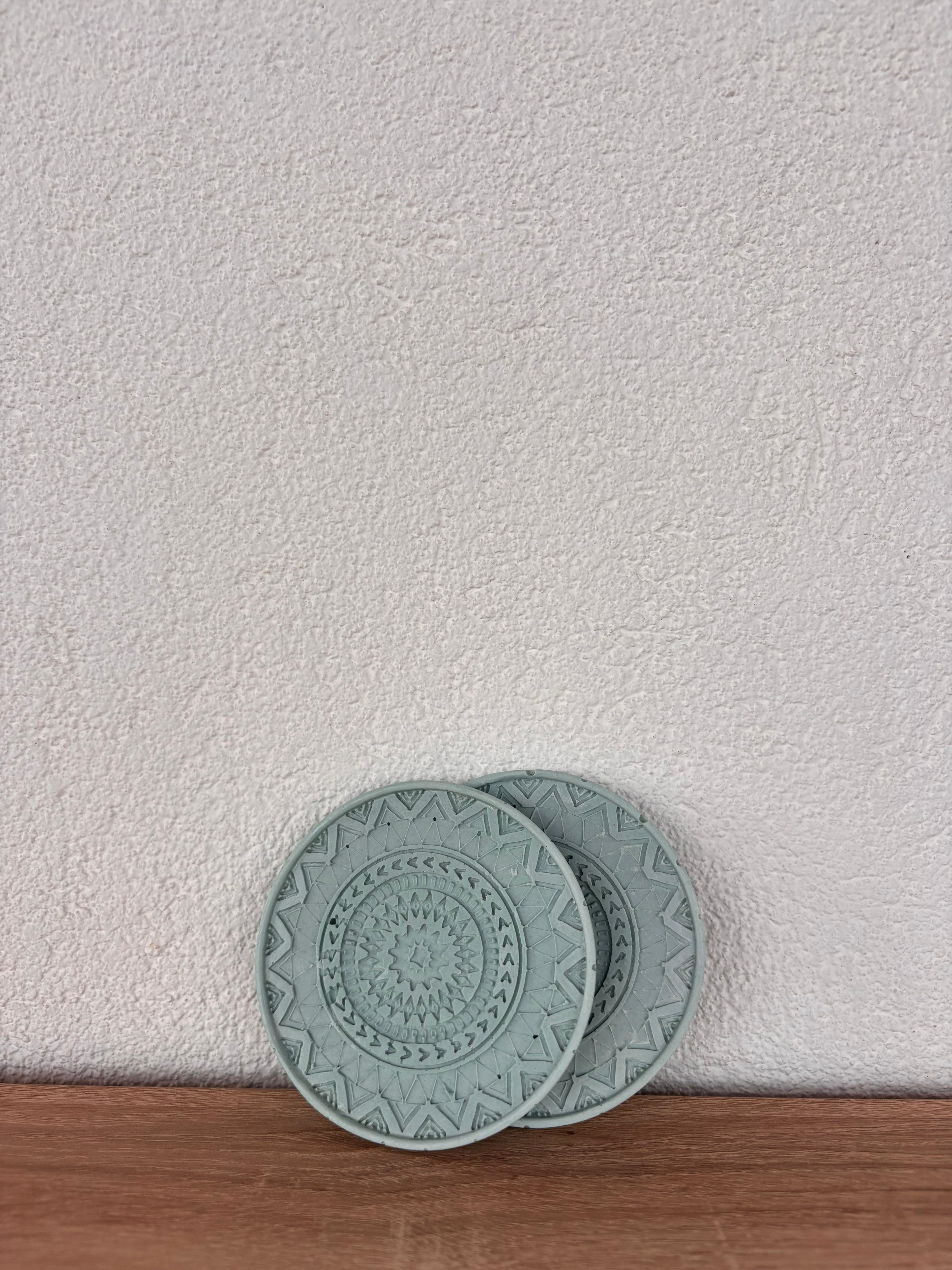 Atölye Mona Jesmonite 2'li Mandala Bardak Altlığı Mavi