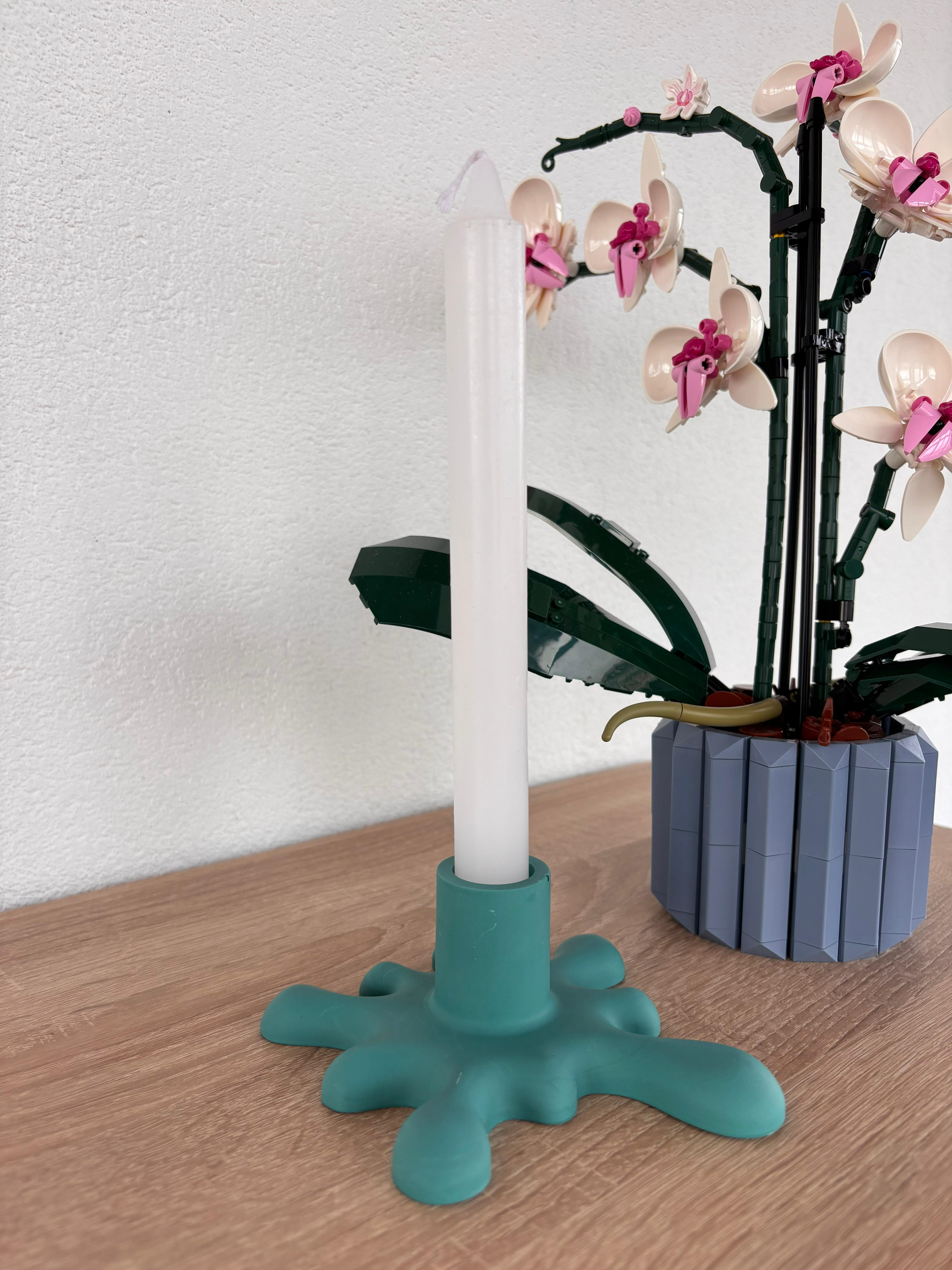 Atölye Mona Jesmonite Pennellata Şamdan Yeşil