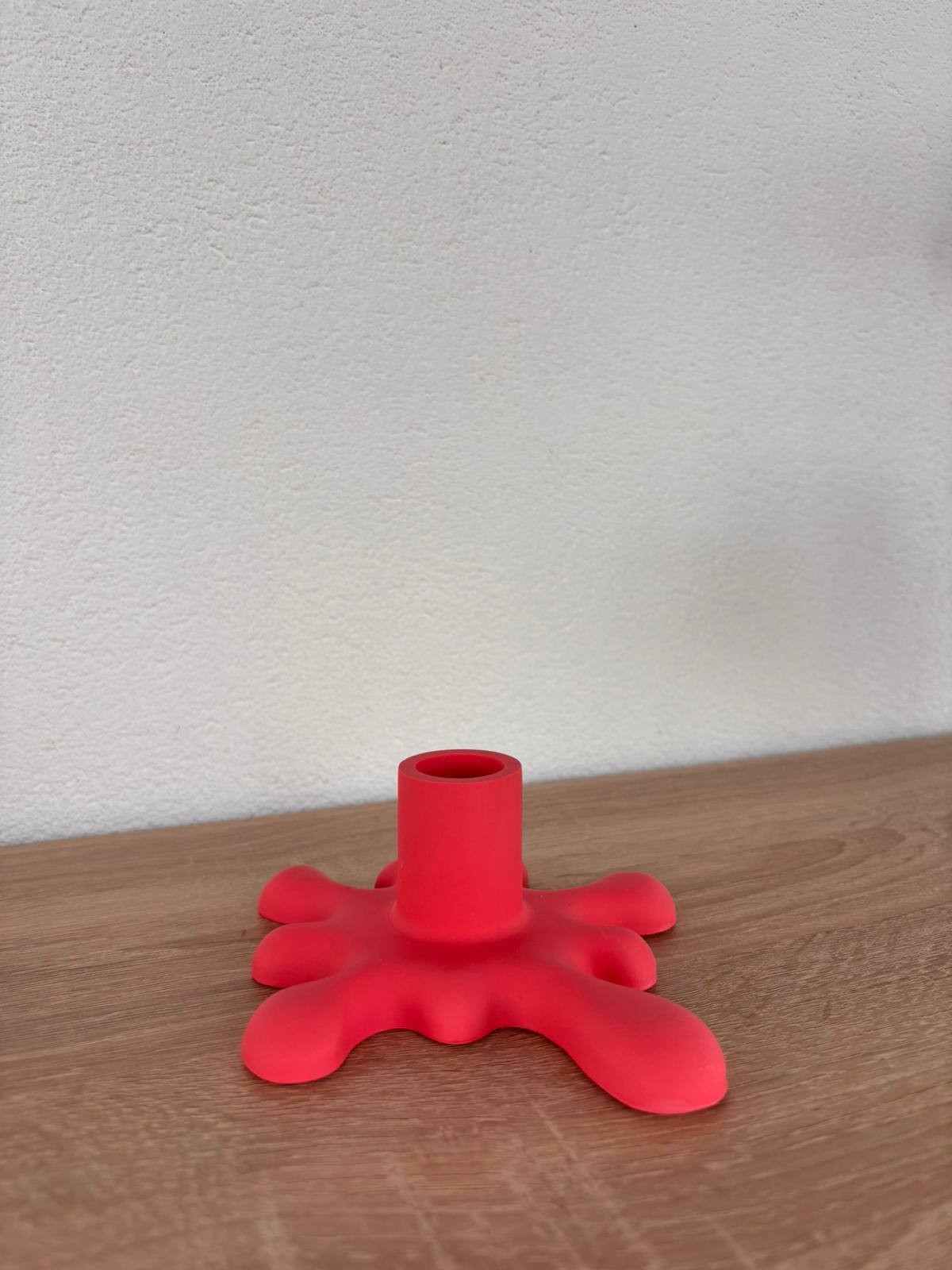 Atölye Mona Jesmonite Pennellata Şamdan Kırmızı