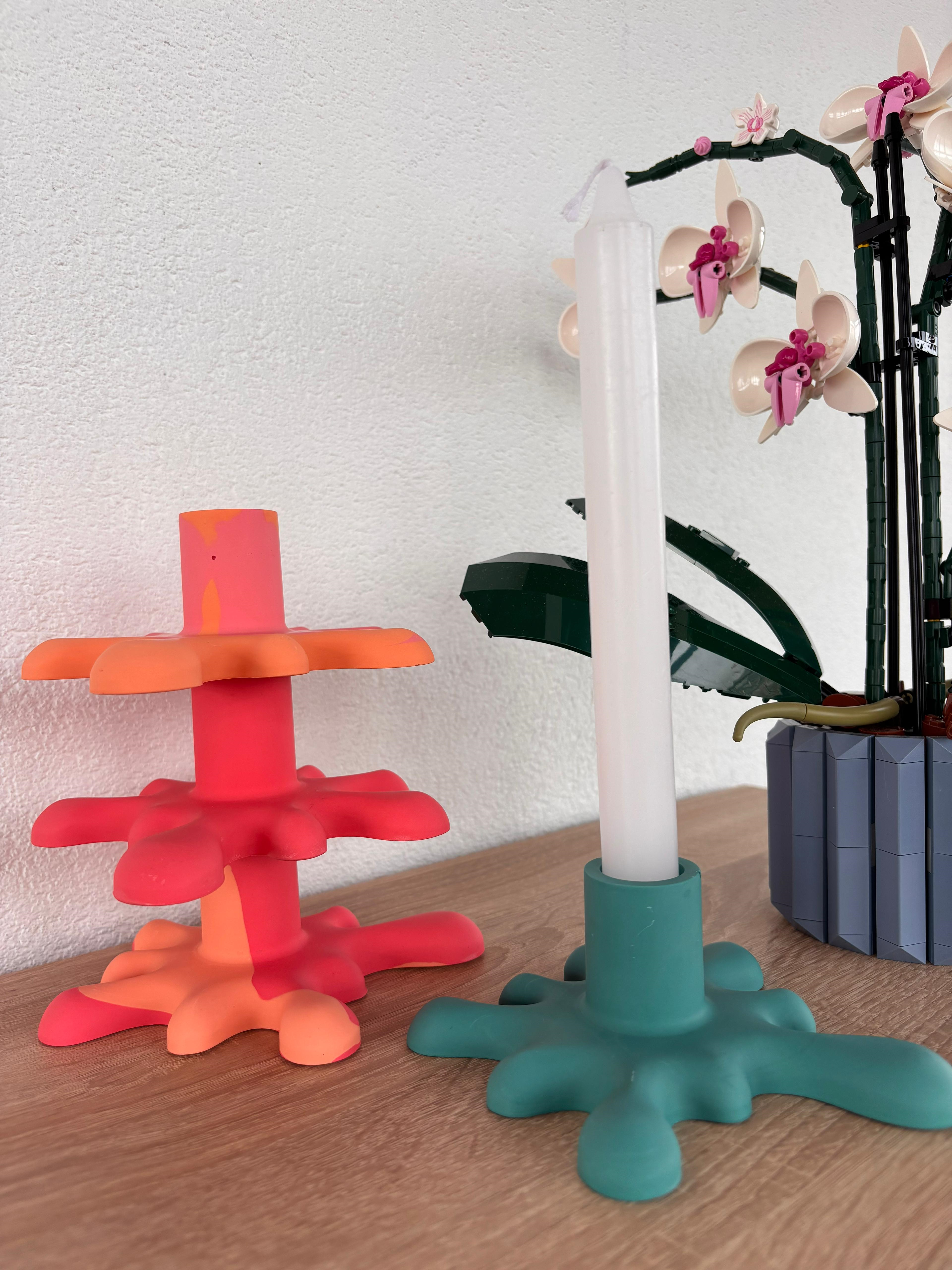 Atölye Mona Jesmonite Pennellata Şamdan Yeşil