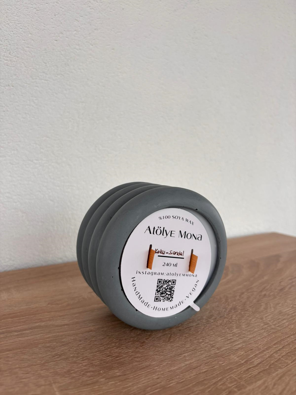 Atölye Mona Jesmonite Strato Mumluk Soya Wax Gri
