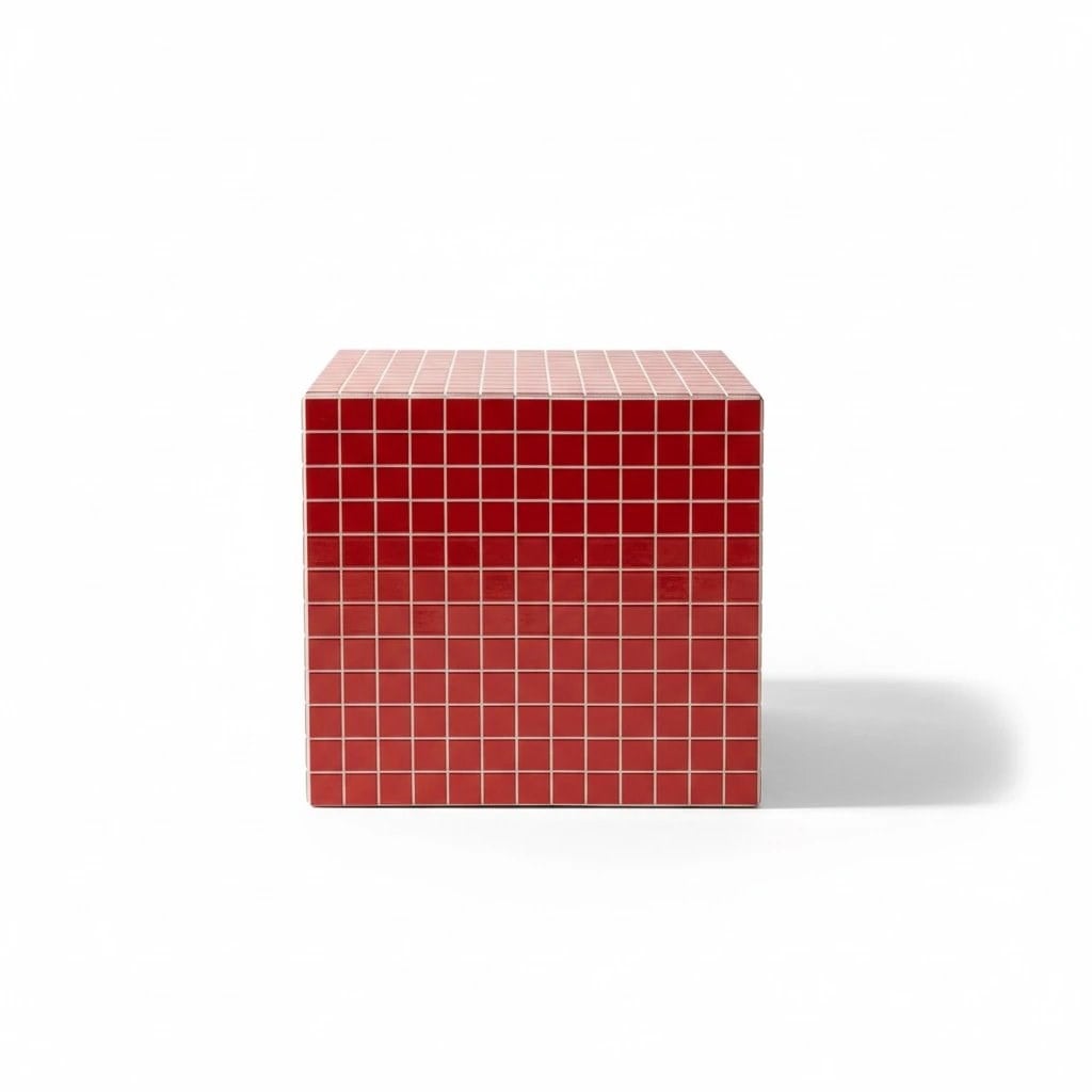 Aurora Cube Kırmızı Mozaik Yan Sehpa
