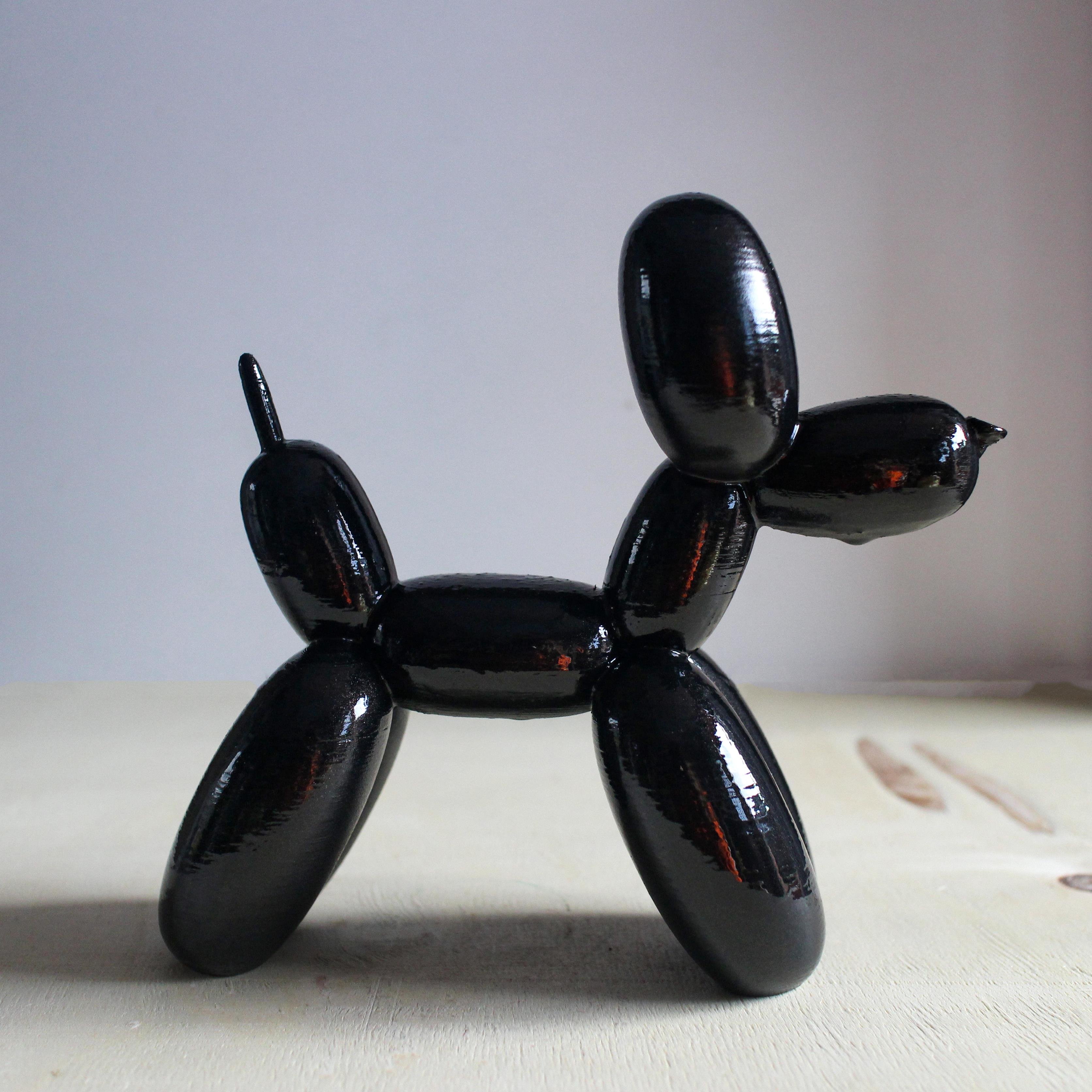 Balon Köpek Figürü | Metalik Siyah