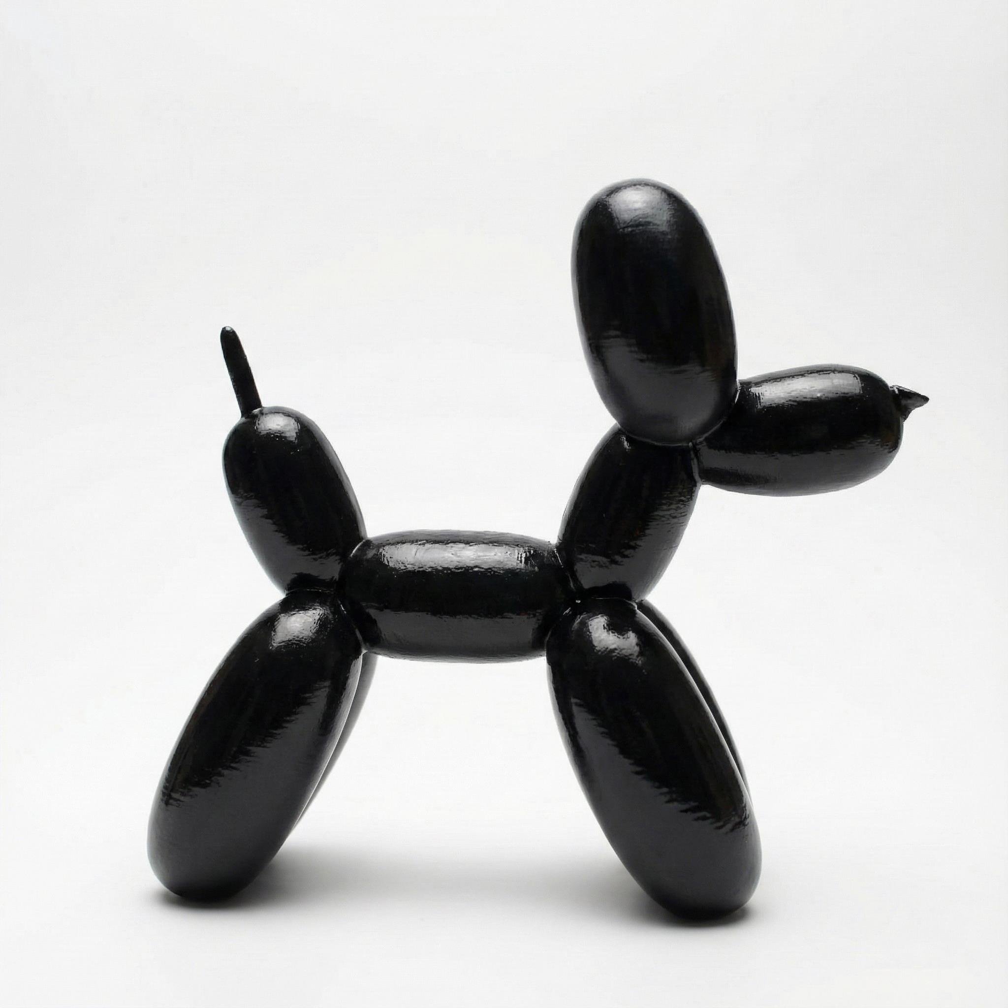 Balon Köpek Figürü | Metalik Siyah
