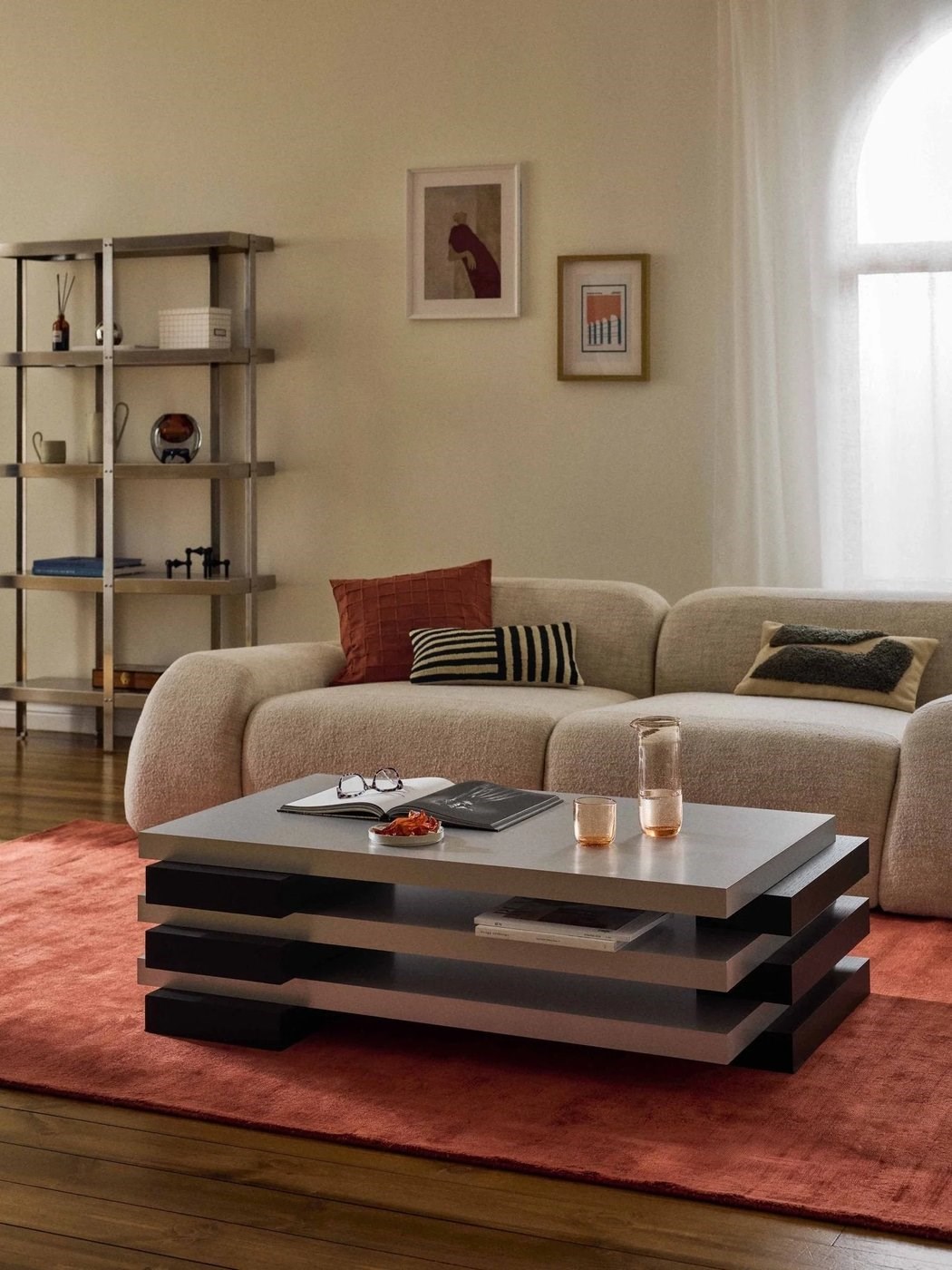 Blok Katmanlı Modern Orta Sehpa 120 cm