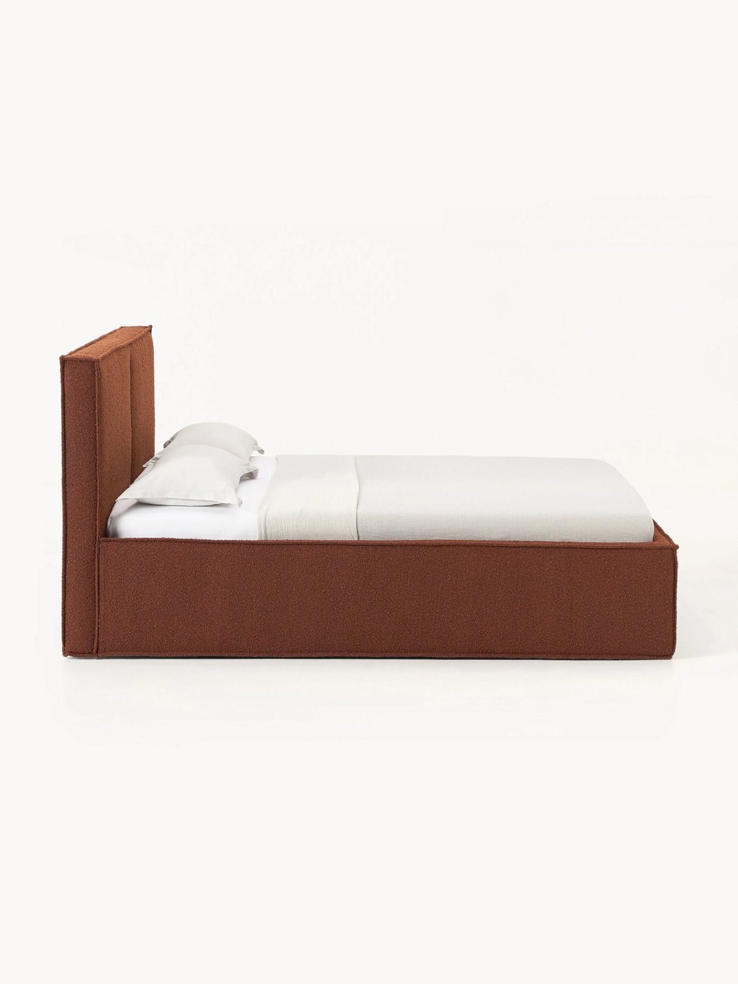Boucle Kaplı Şifonyerli Yatak Terracotta