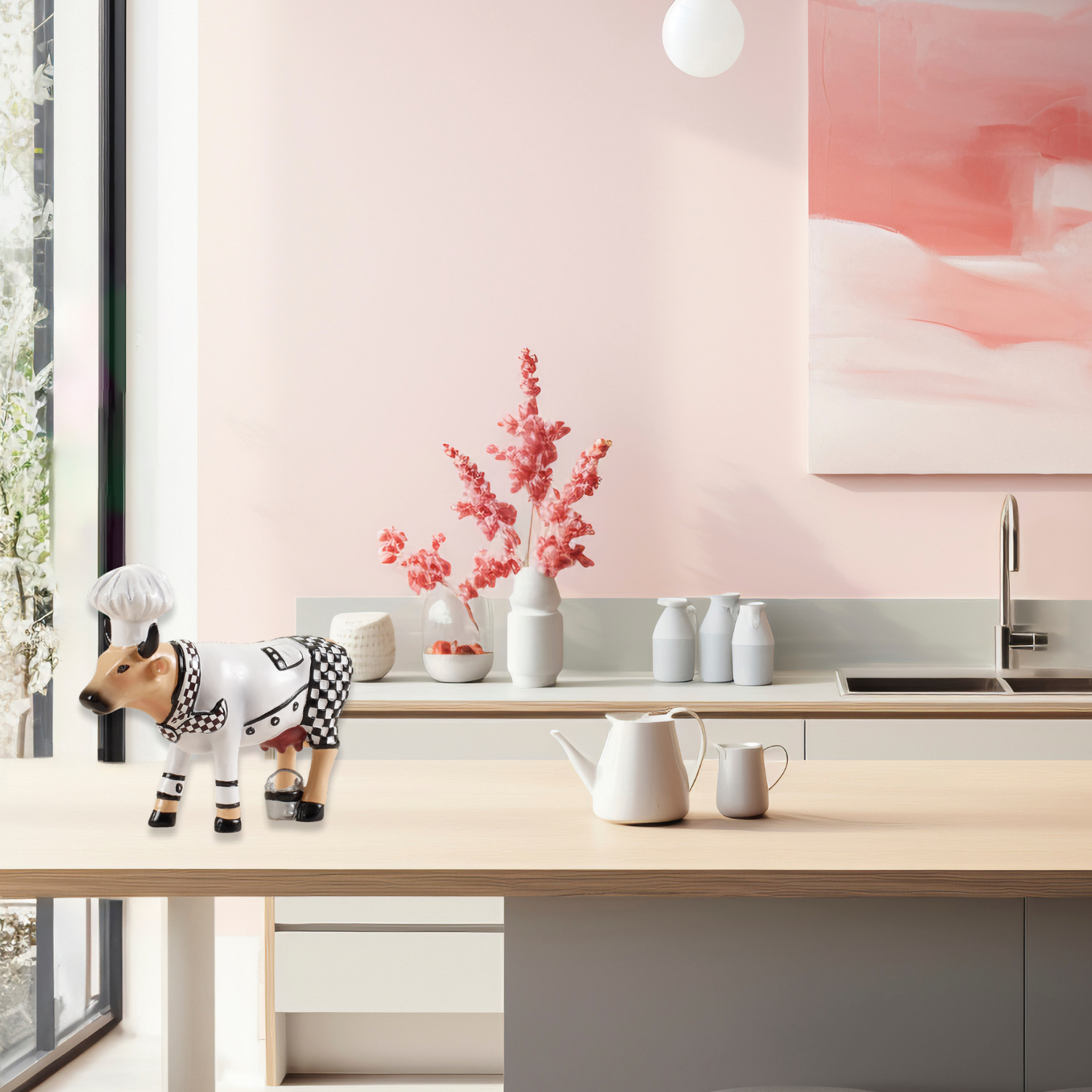 Chef Cow - El Yapımı Dekoratif İnek Figürü