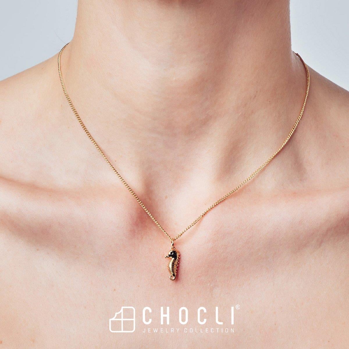 Chocli 18 Ayar Altın Kaplama  Denizatı Kolye