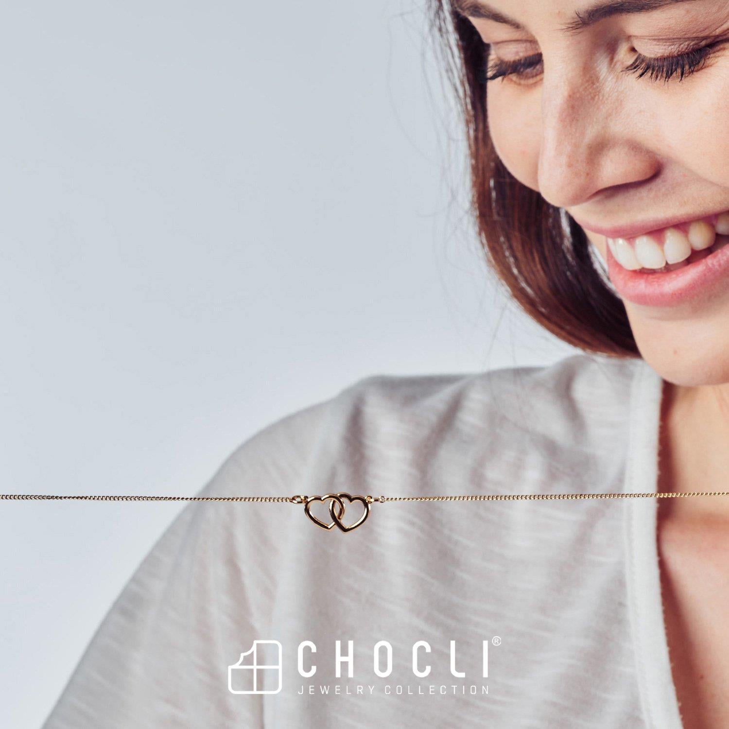 Chocli 18 Ayar Altın Kaplama Hearts Kolye