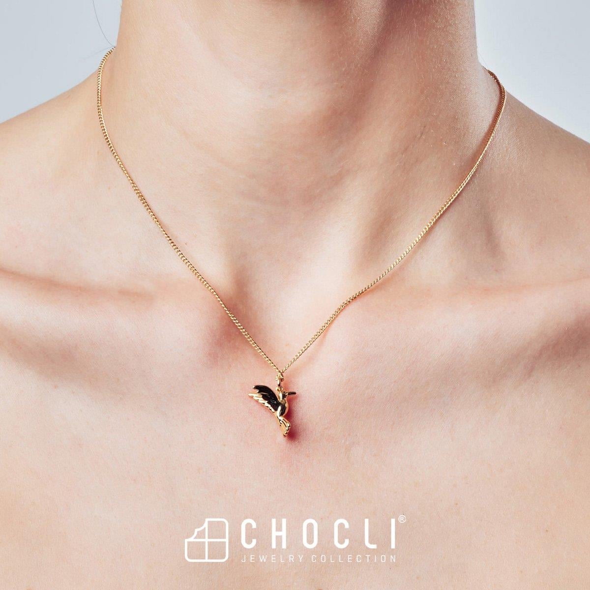 Chocli 18 Ayar Altın Kaplama  Humming Bird Kolye