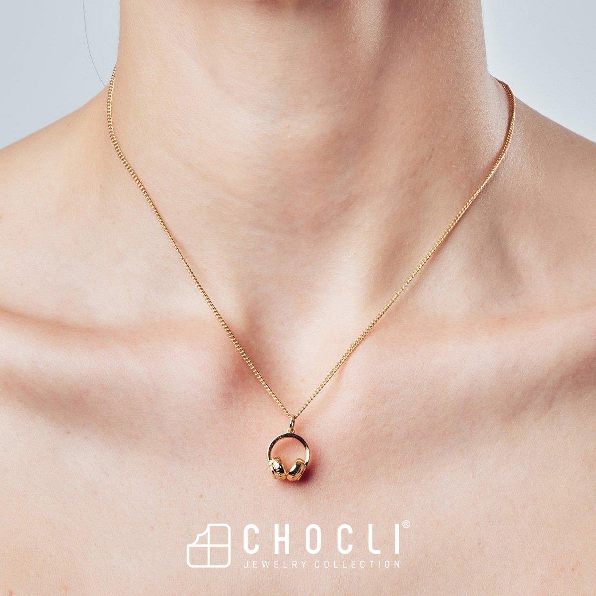 Chocli 18 Ayar Altın Kaplama Kulaklık Kolye