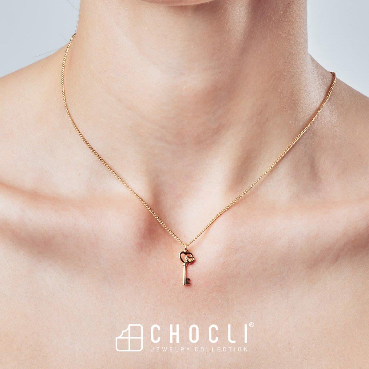 Chocli 18 Ayar Altın Kaplama Love Key Kolye