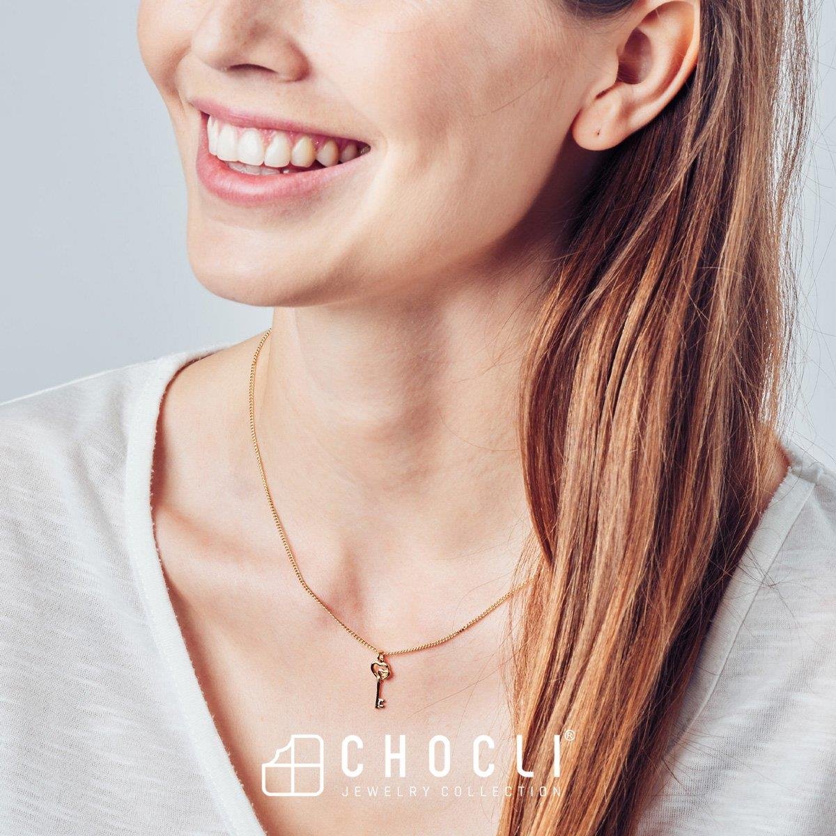 Chocli 18 Ayar Altın Kaplama Love Key Kolye