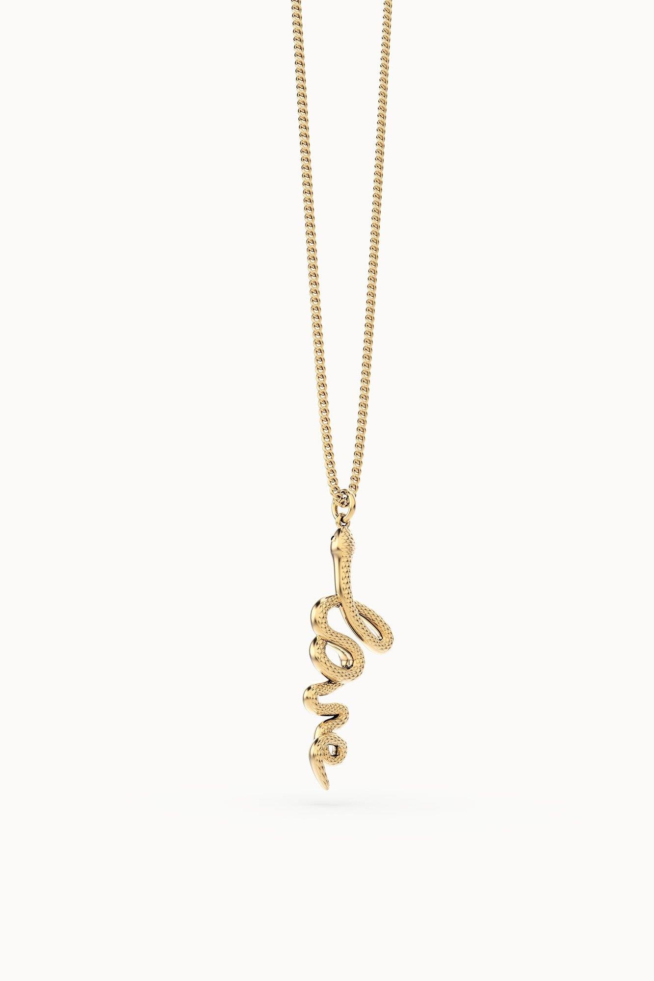 Chocli 18 Ayar Altın Kaplama Love Snake Kolye
