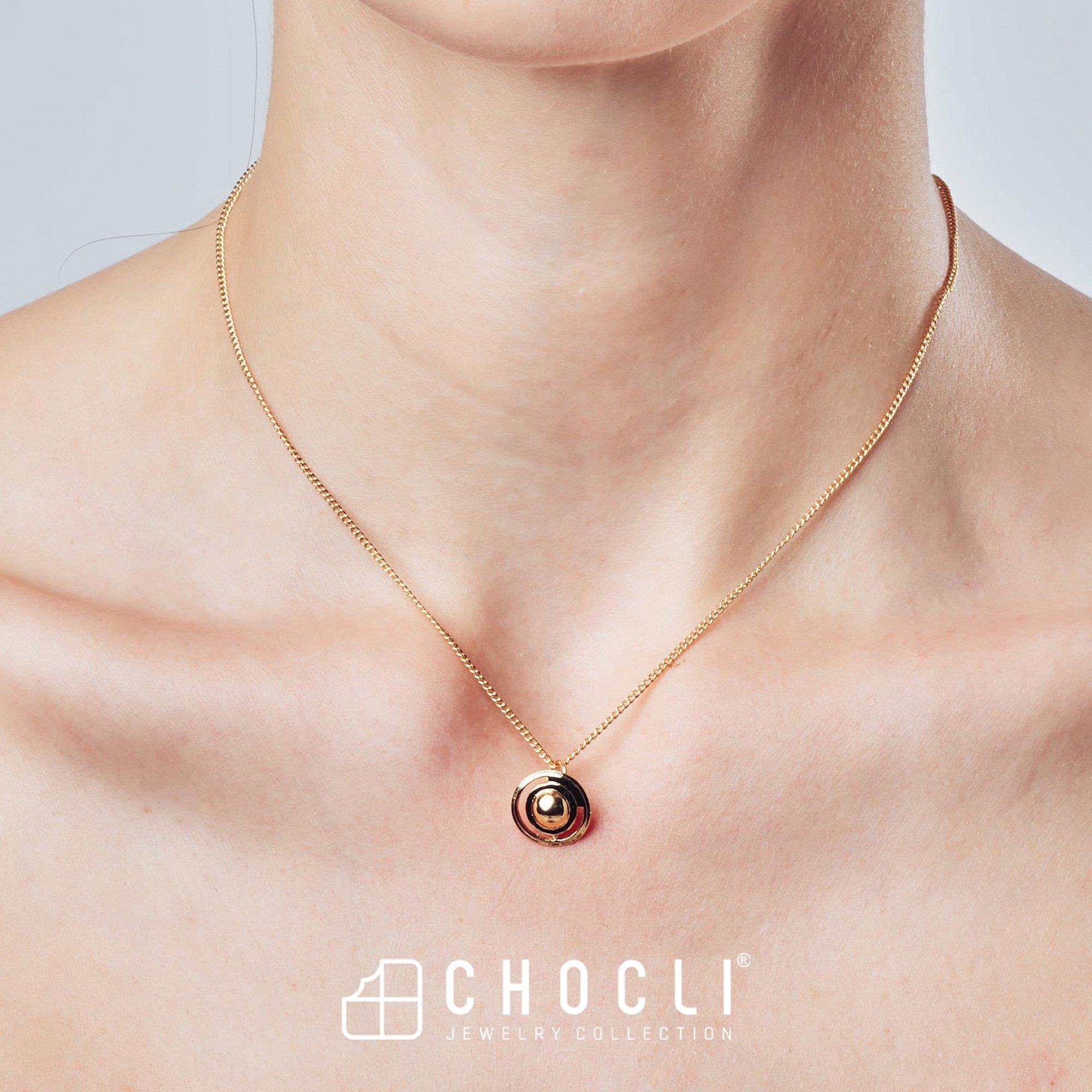 Chocli 18 Ayar Altın Kaplama Satürn Kolye