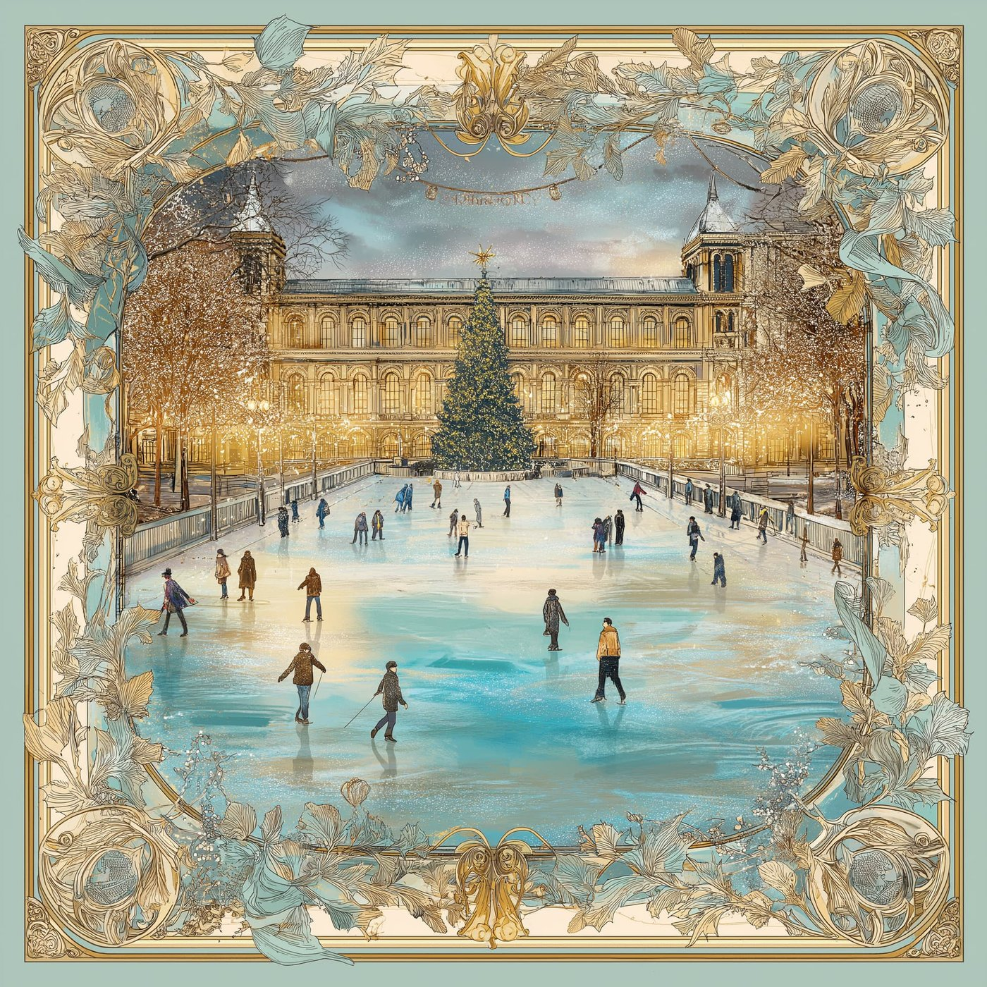 Christmas Skating İpek Fular | Pure Paris