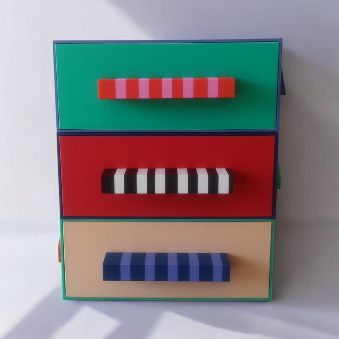 Çok Renkli Çekmeceli Kutu 3'Lü Set No. 1