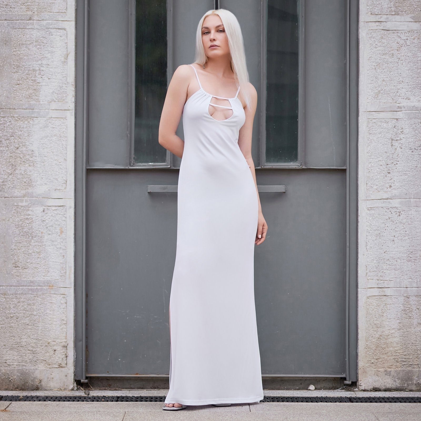 Dagny Cut-Out Detailed Maxi Dress in White