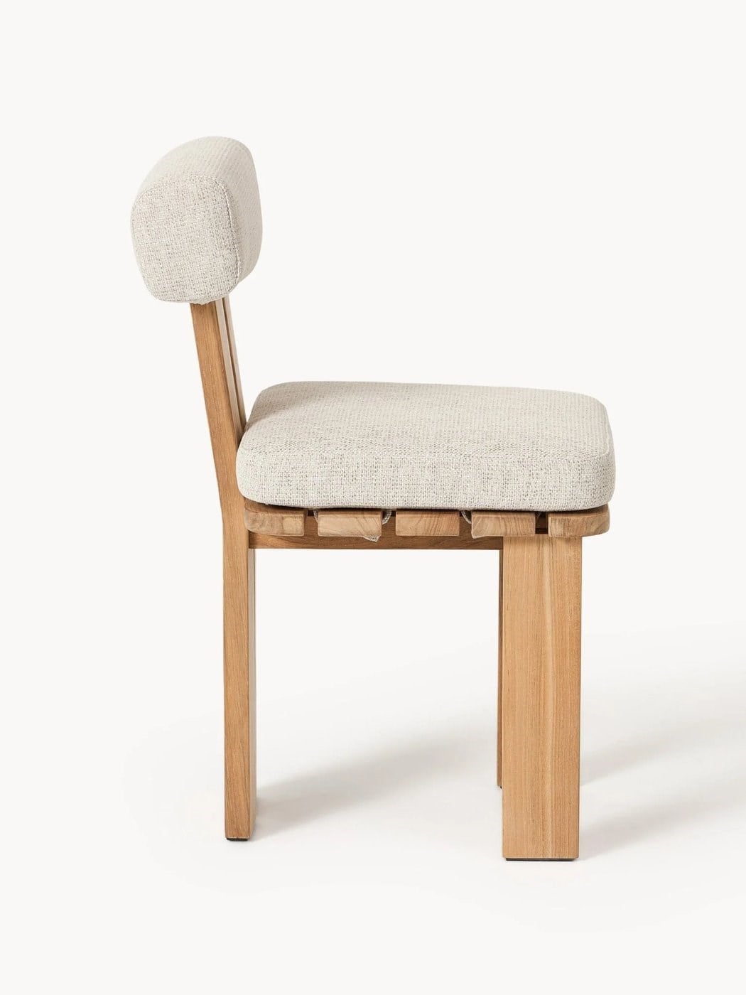 Eiko Teak Bahçe Yemek Sandalyesi Modern Tasarım Bej Kumaş