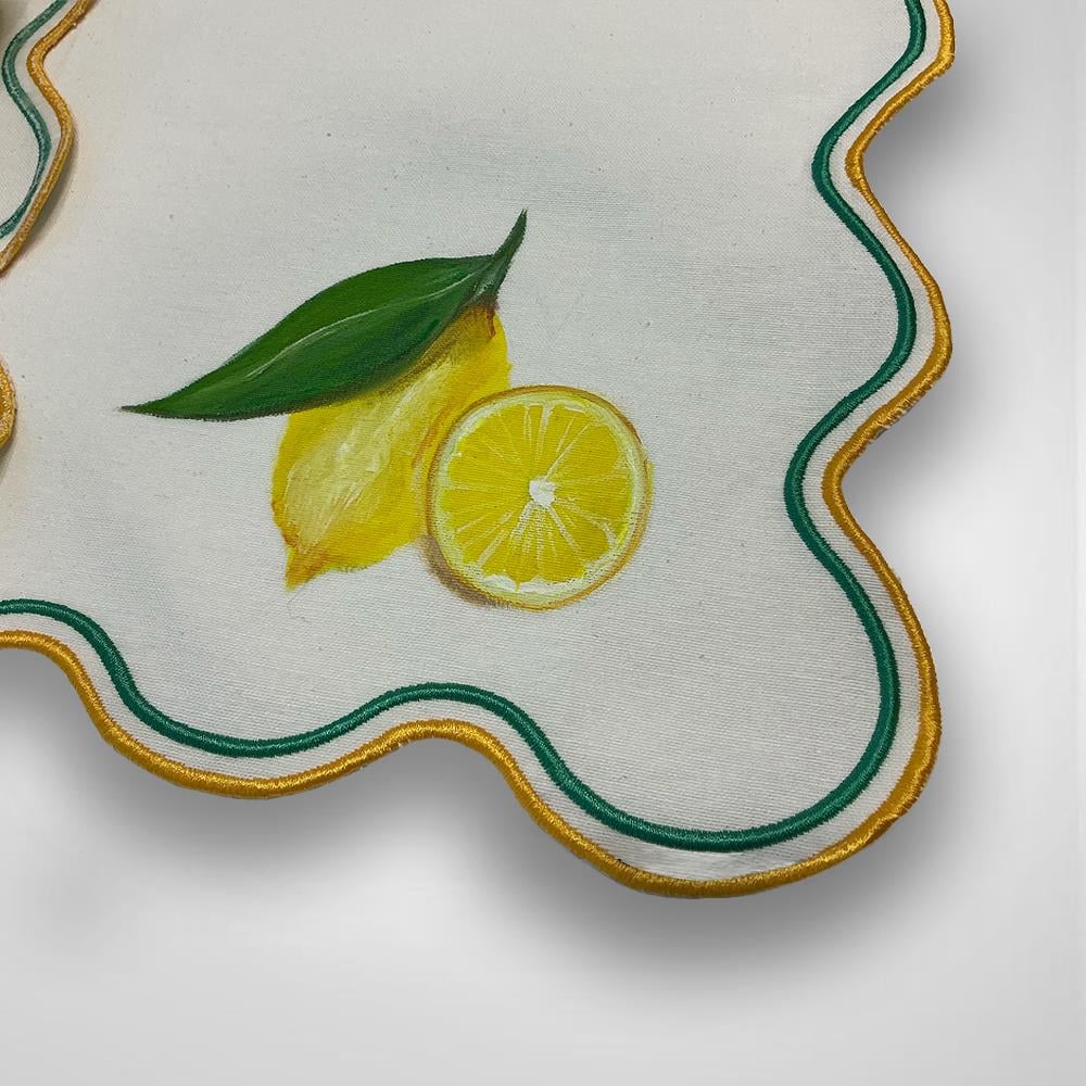 El Boyama Limoncello Desenli Amerikan Servis Seti 2'li