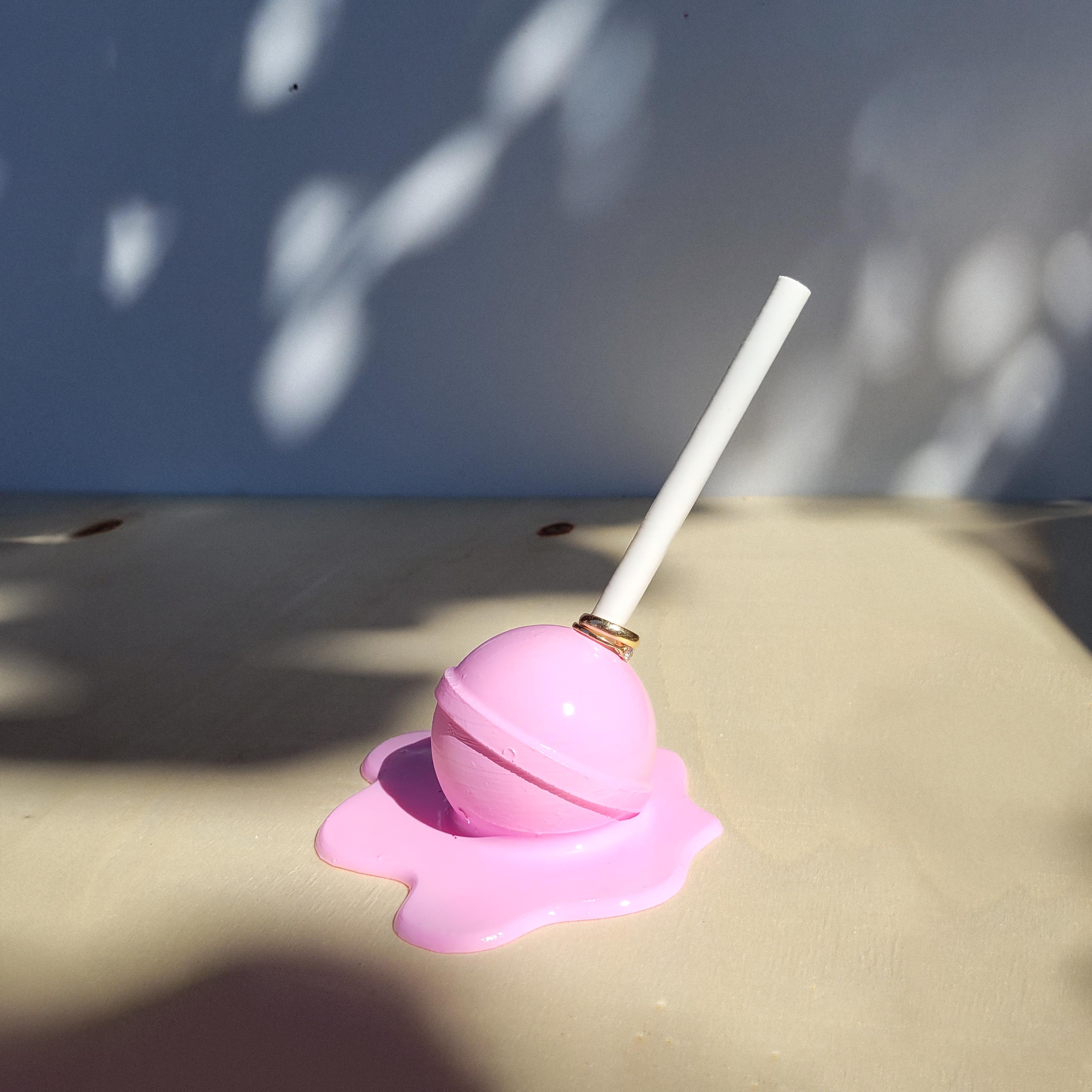 Erimiş Lolipop Yüzük Tutacağı | Pastel Pembe