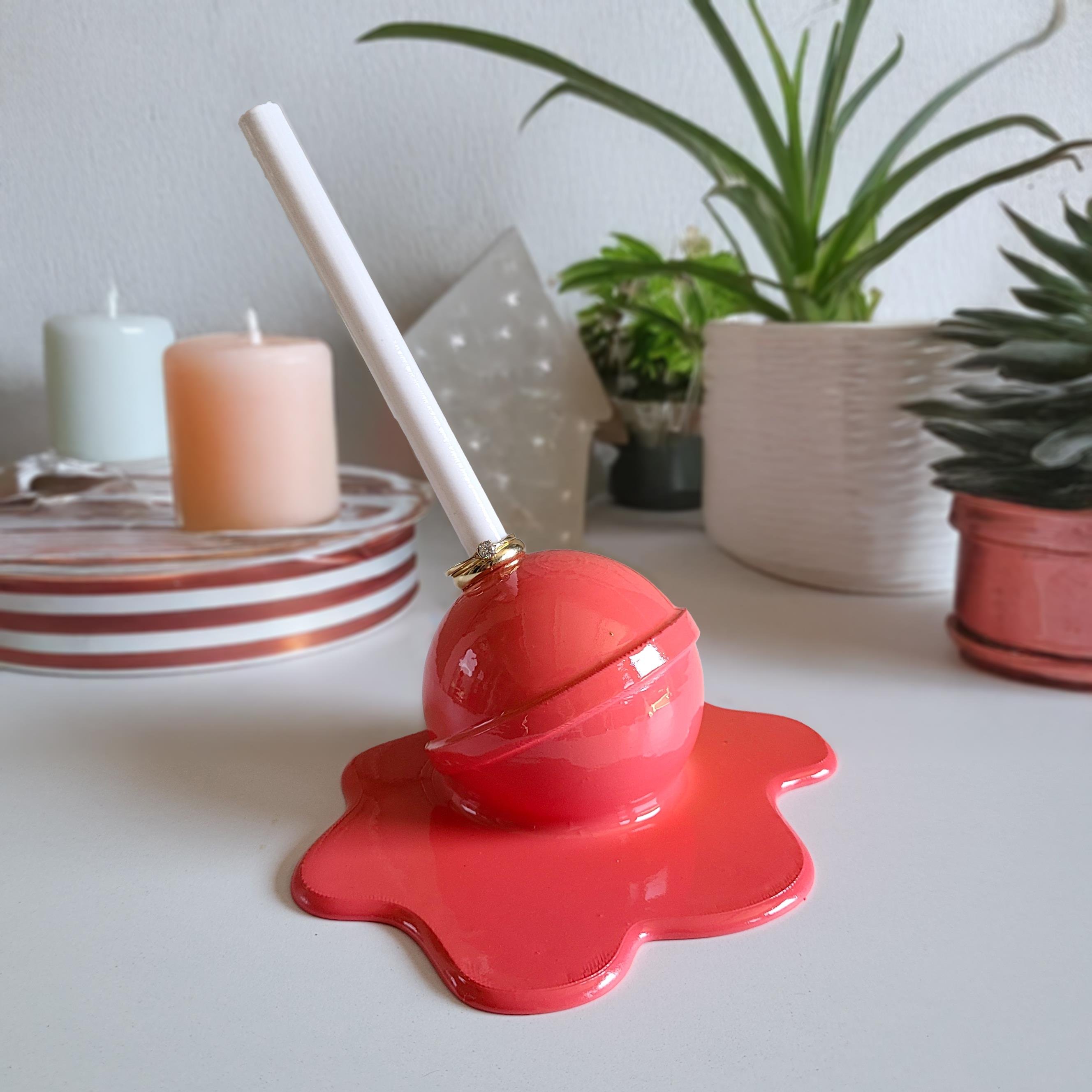 Erimiş Lolipop Yüzük Tutacağı | Pembe