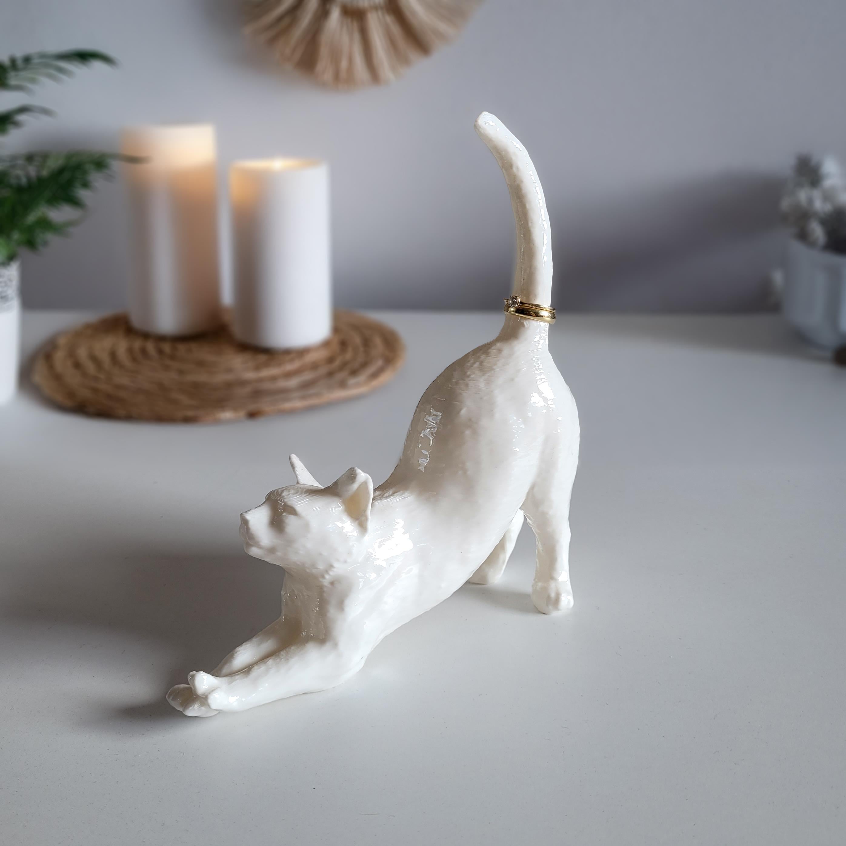 Esneyen Kedi Yüzük Düzenleyici | Beyaz