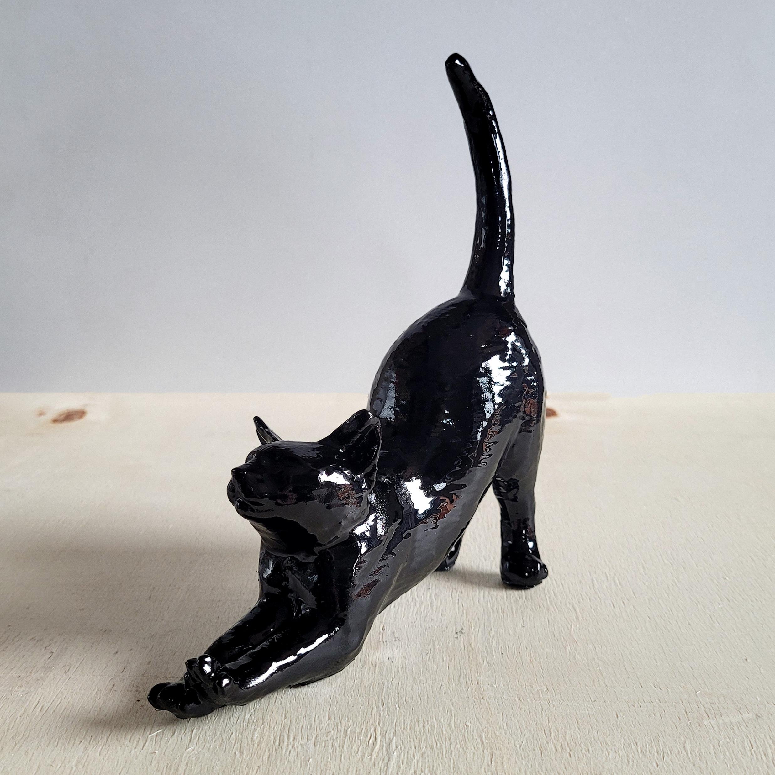 Esneyen Kedi Yüzük Düzenleyici | Siyah