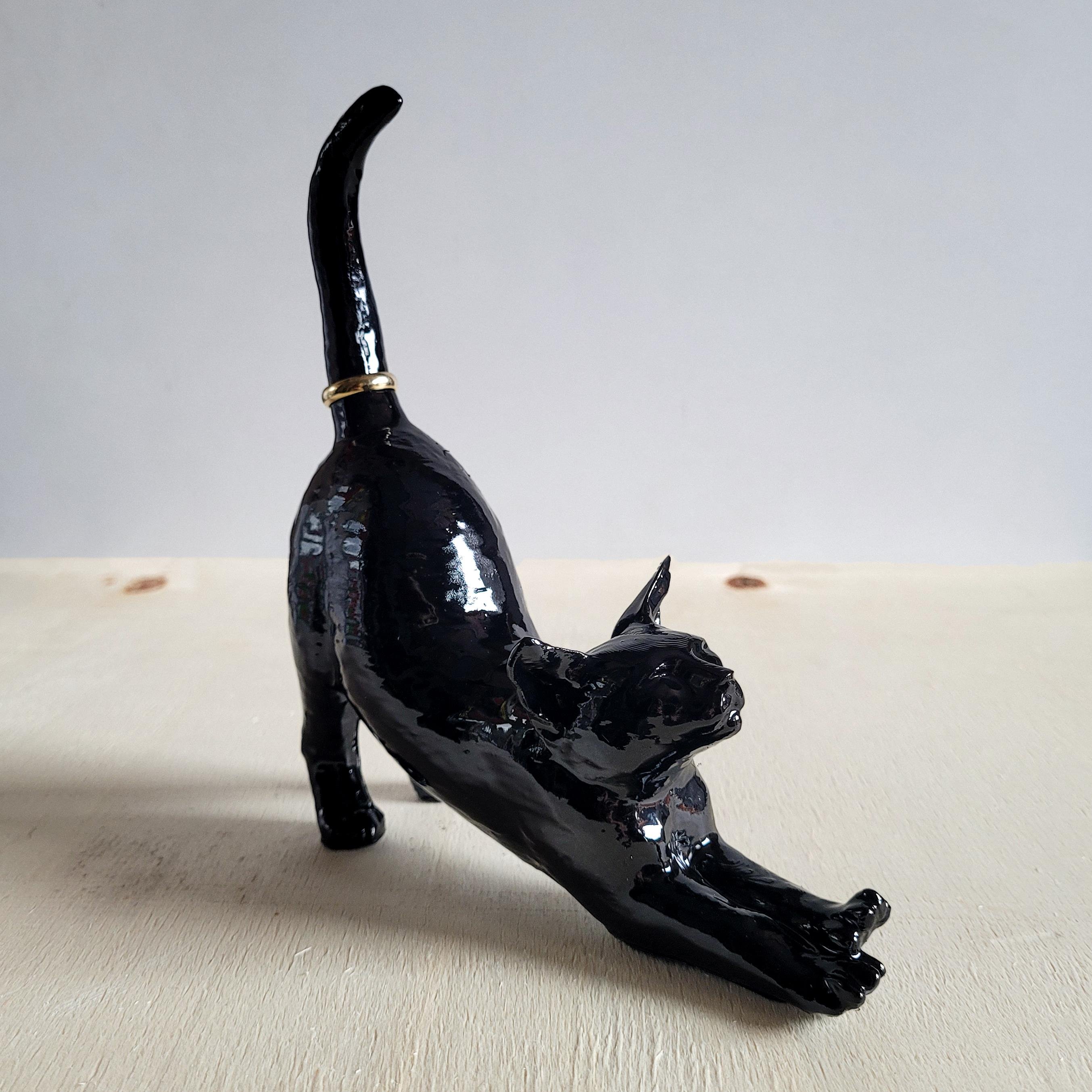 Esneyen Kedi Yüzük Düzenleyici | Siyah
