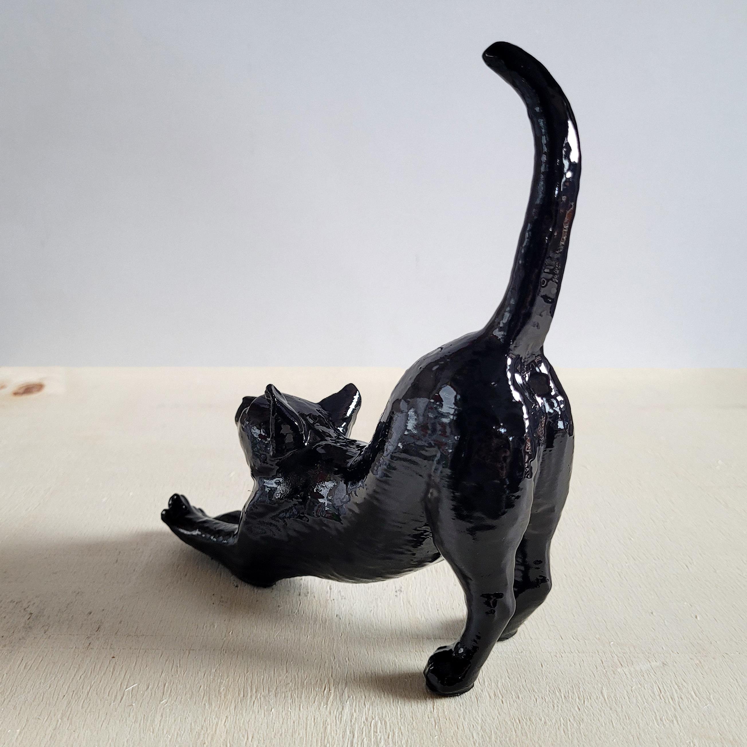 Esneyen Kedi Yüzük Düzenleyici | Siyah