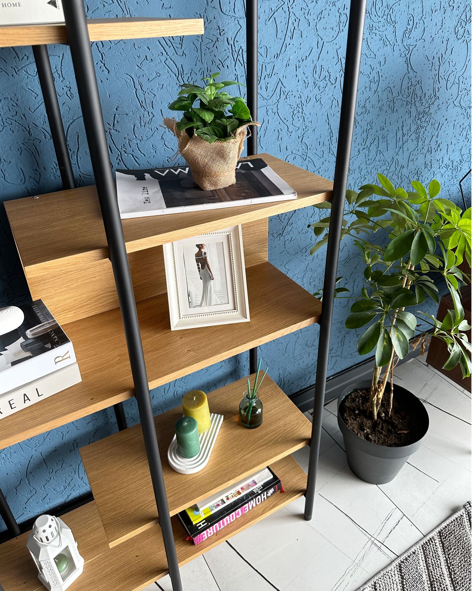 Harmonia Kitaplık Ahşap Raf Metal Çerçeve - 95 cm