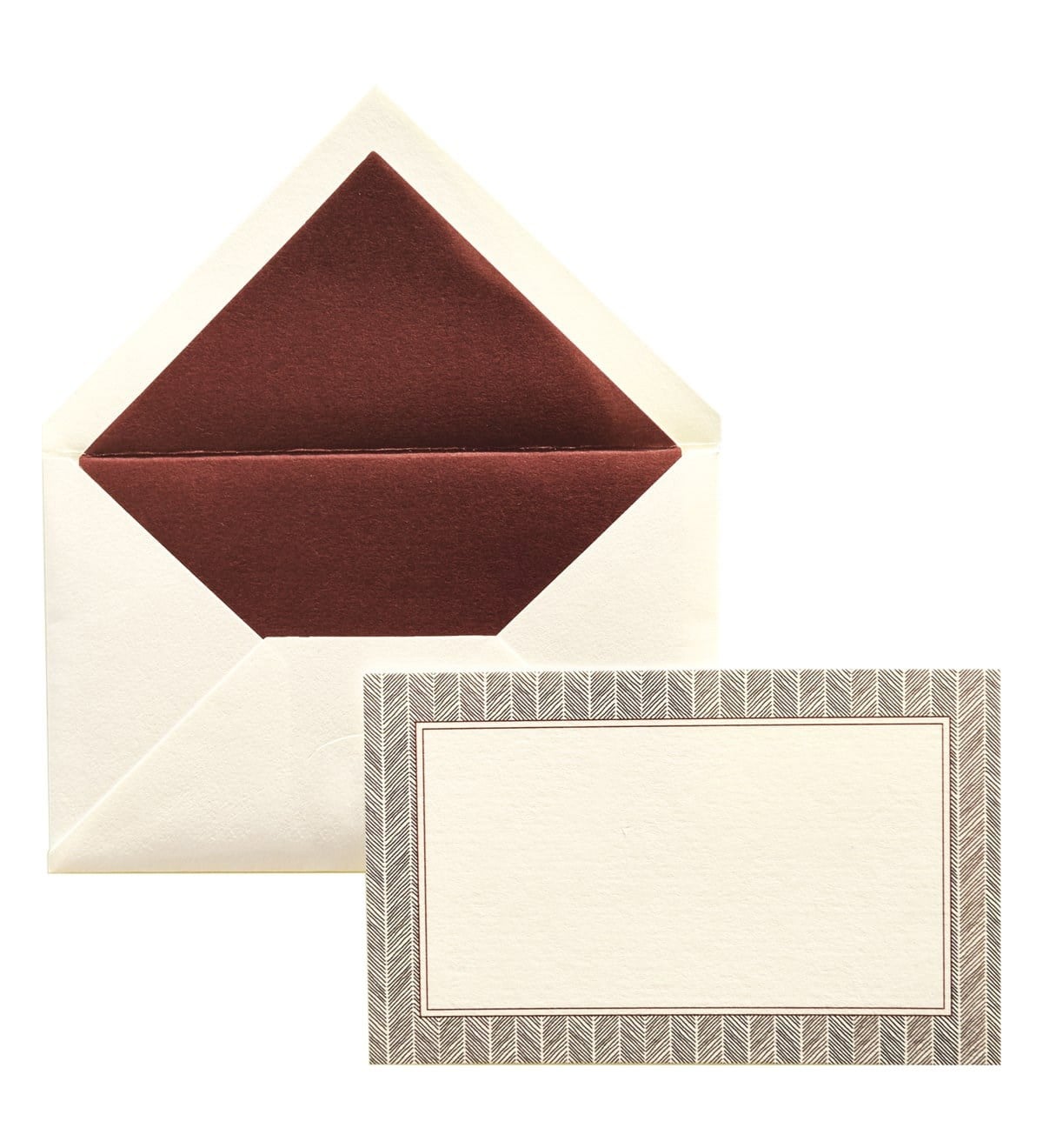 Herringbone Sade Yazısız Zarflı Not Ve Tebrik Kartı 10'lu Kutu