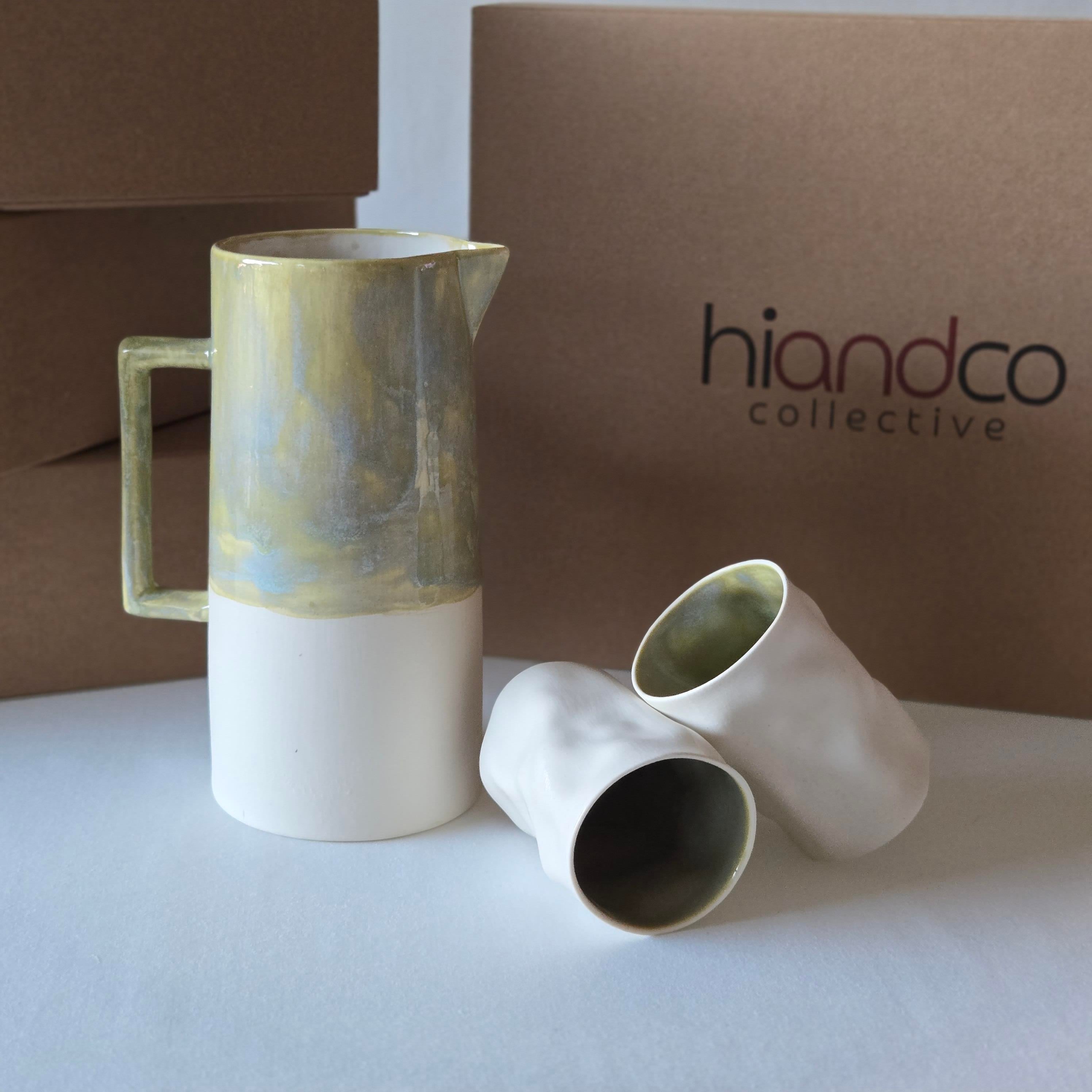 Hiandco Collective /Seramik Sürahi ve Bardak Seti- Lima