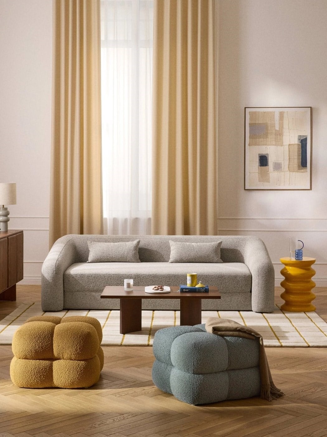 Illy Yuvarlak Yan Sehpa Parlak Sarı Modern Tasarım 35cm