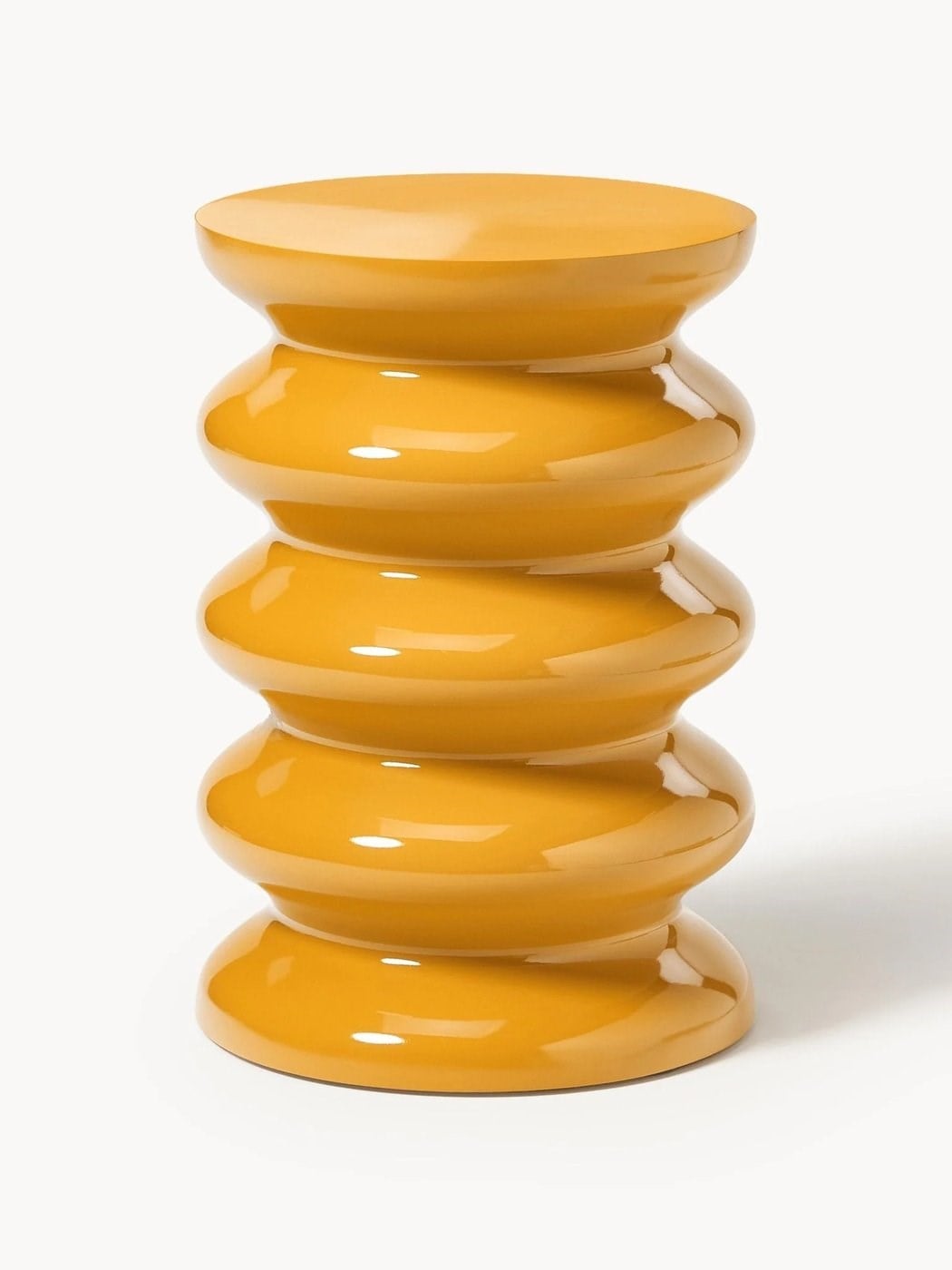 Illy Yuvarlak Yan Sehpa Parlak Sarı Modern Tasarım 35cm