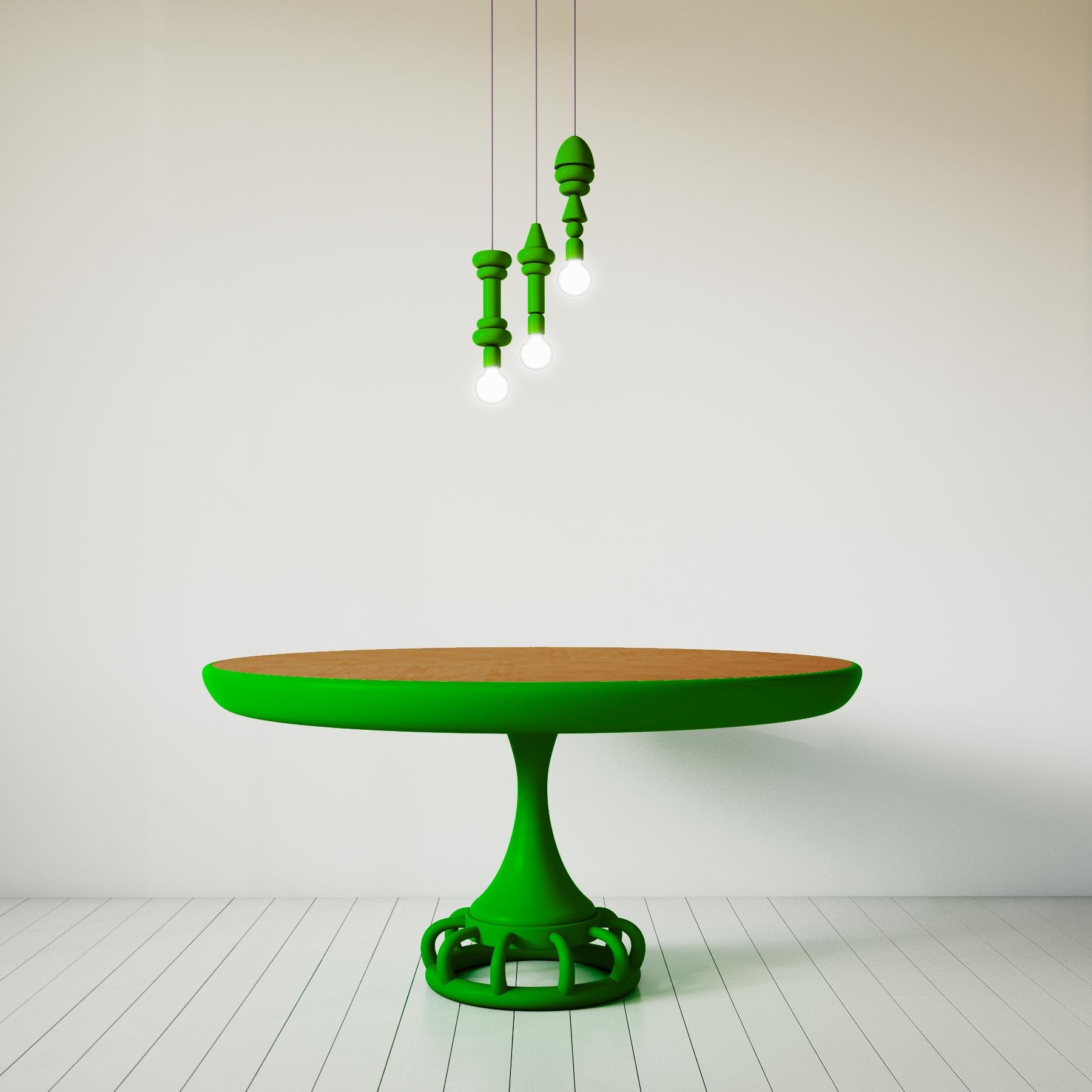 Jellyfish Yeşil 150cm Yuvarklak Masa