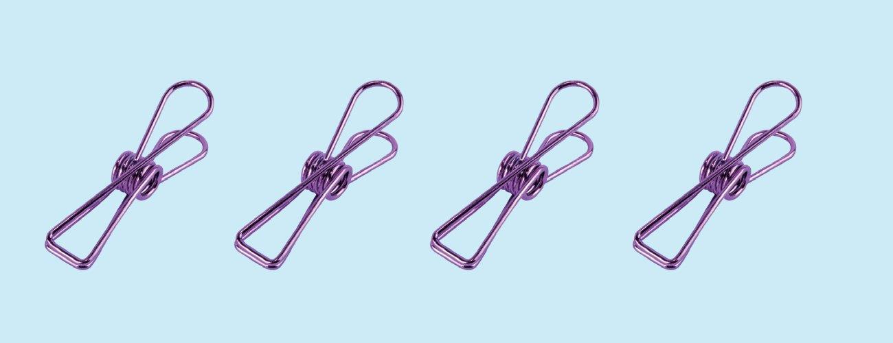 Kayigo Tiny Paslanmaz Çelik Mandal Dörtlü - Mor