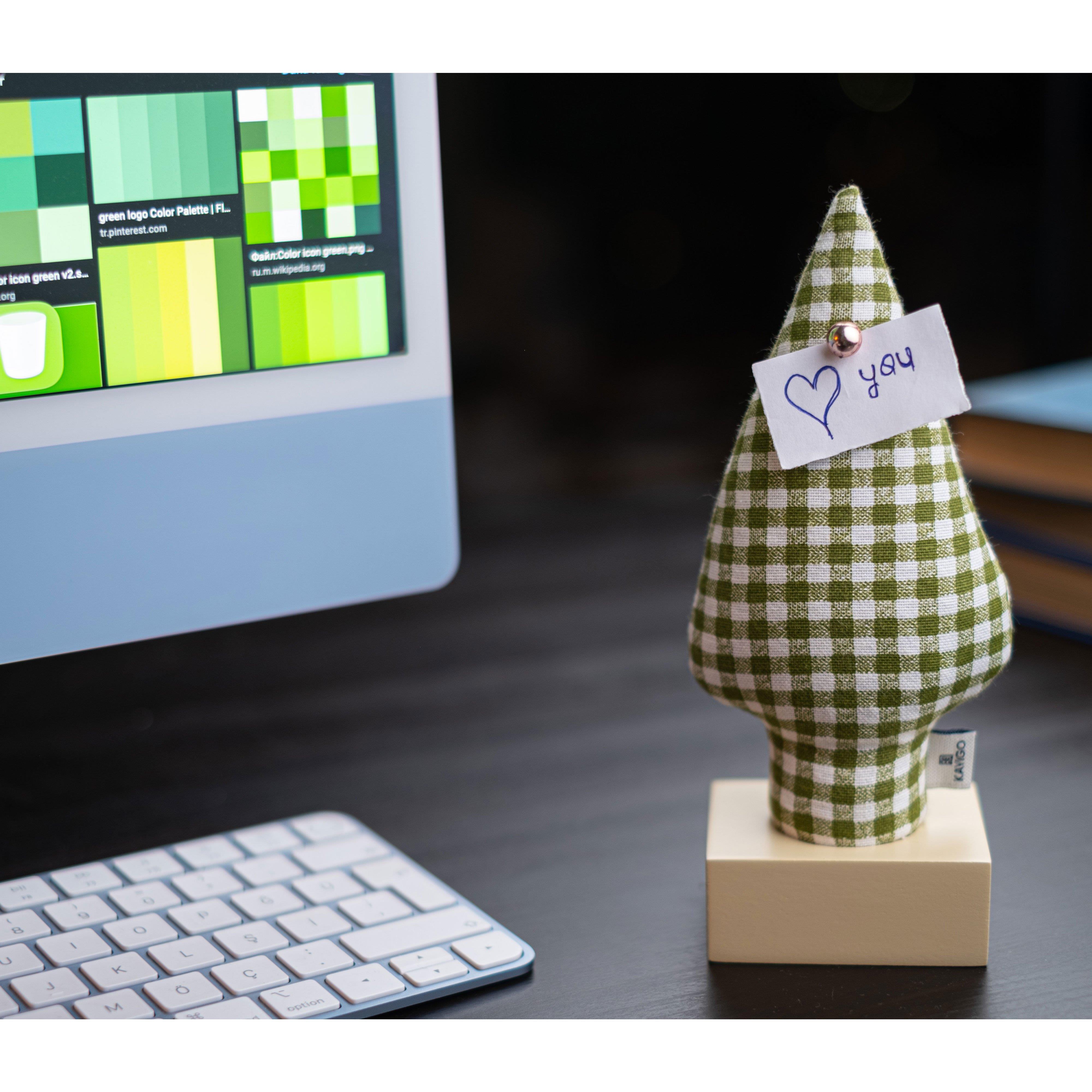 Kayigo Woody Krem Üçlü Ofis  Seti - Pötikareli Selvi