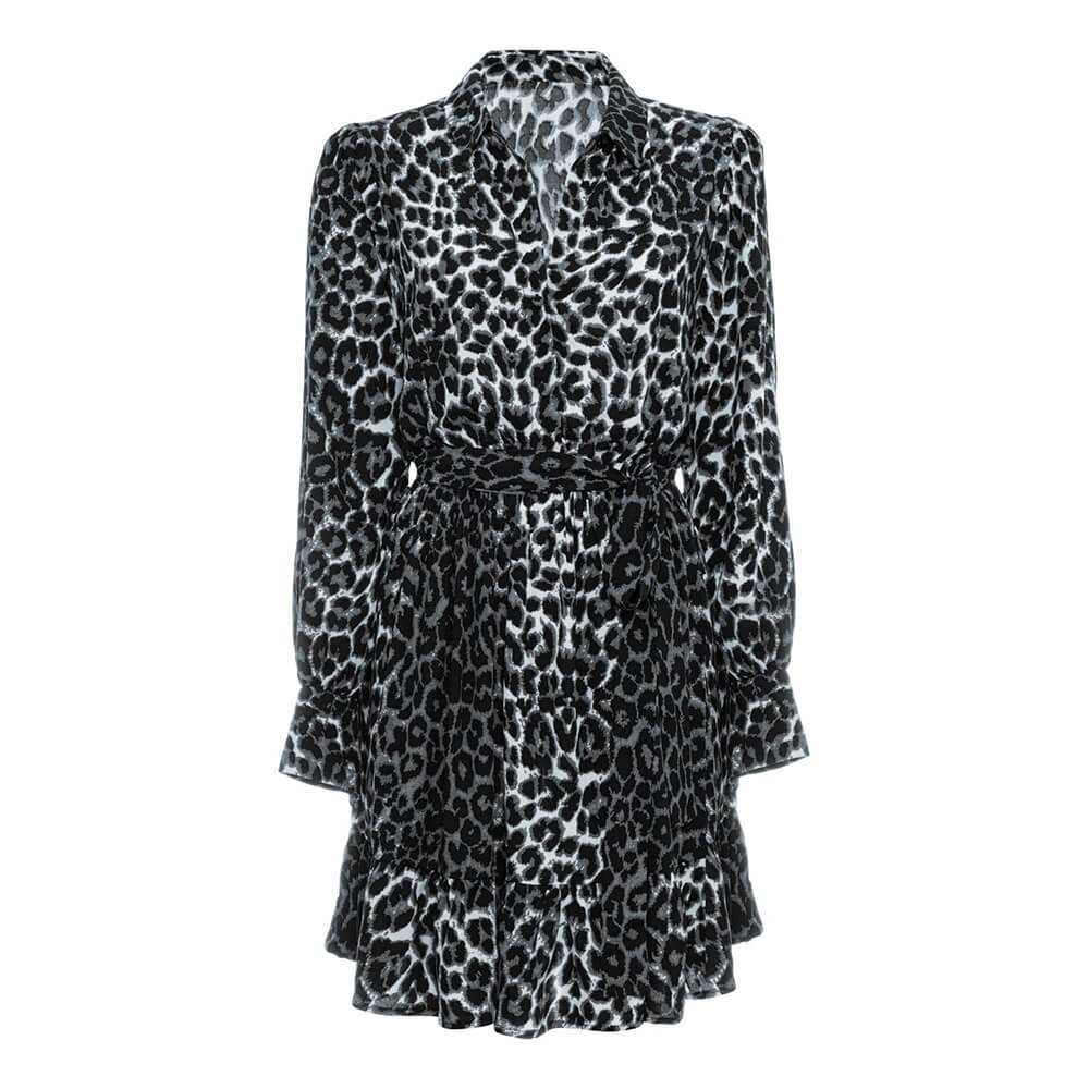 Leopar Fırfırlı Mini Elbise