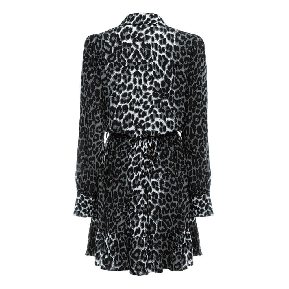 Leopar Fırfırlı Mini Elbise