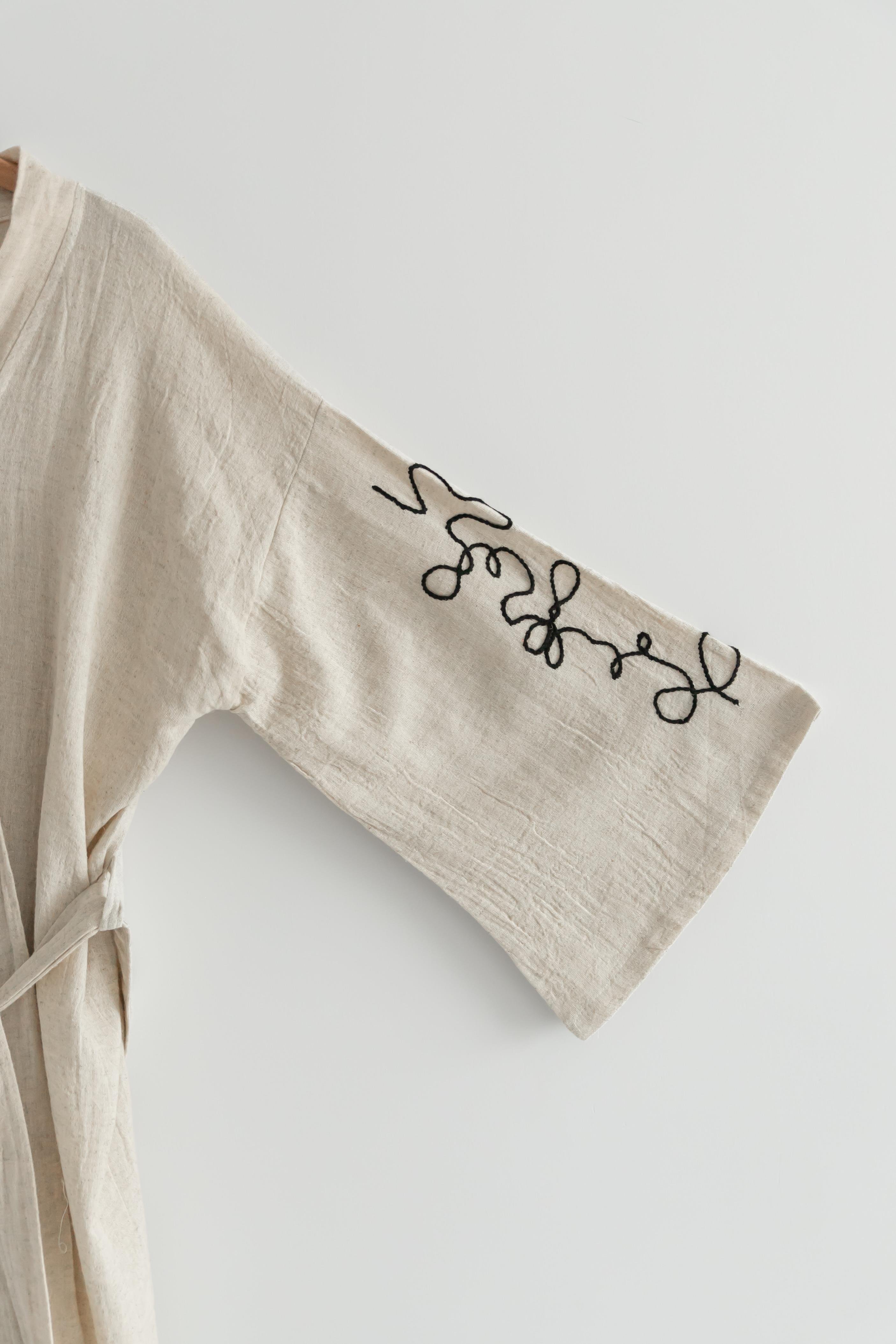 Line Black Kimono