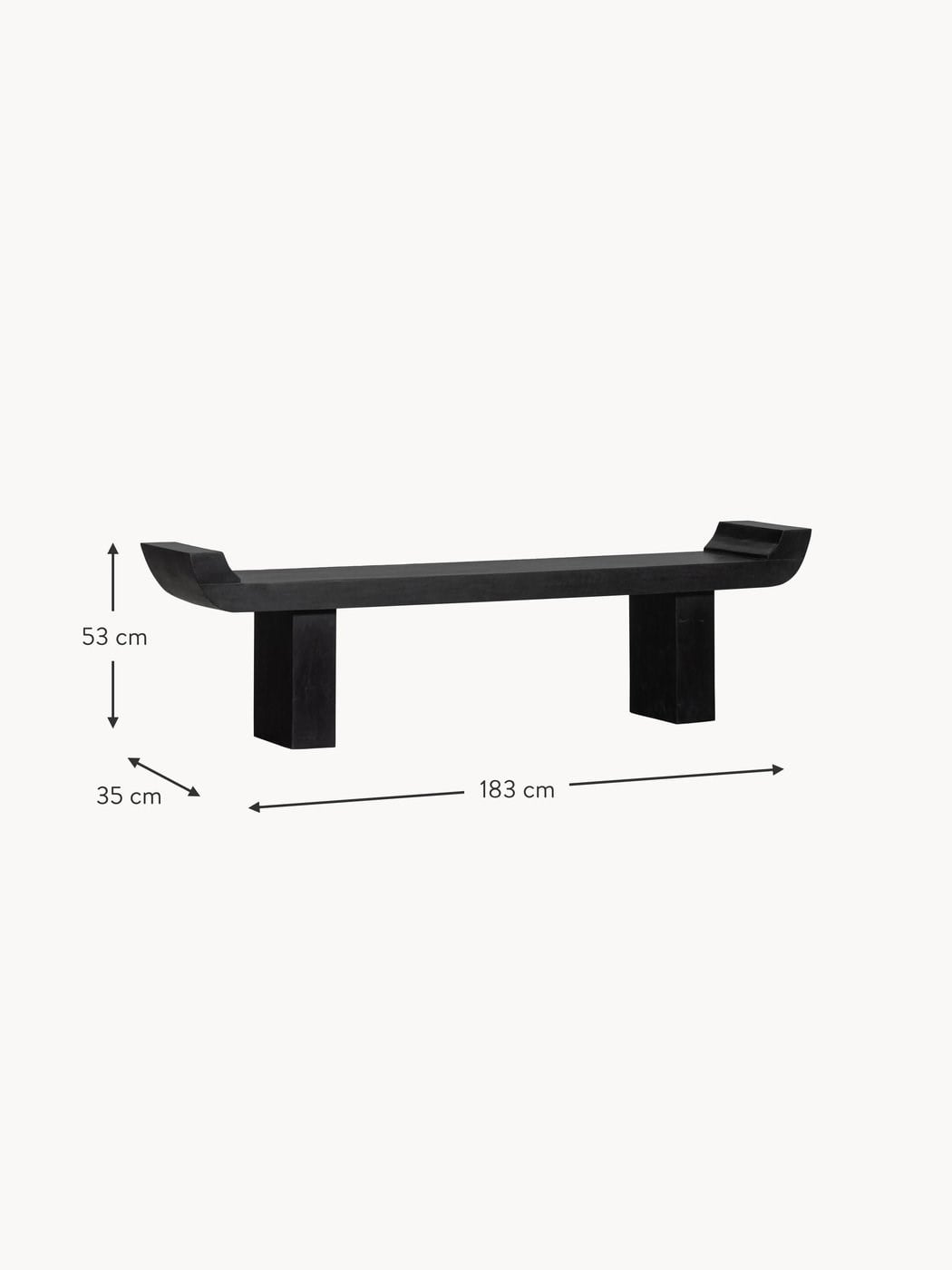 Lox Minimalist Ahşap Bank Siyah 183cm